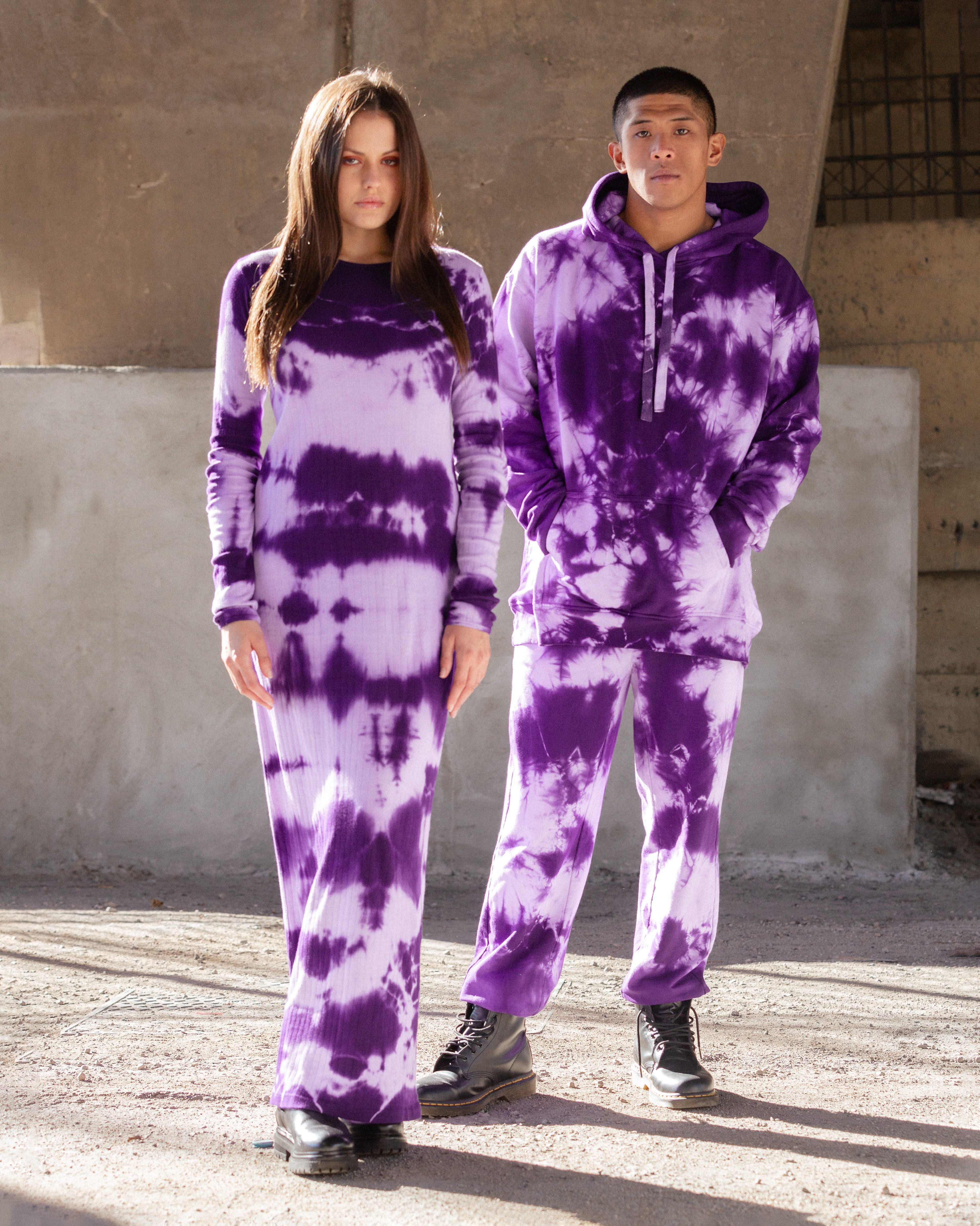 Tie-Dye Cotton Pants Lilac/Purple