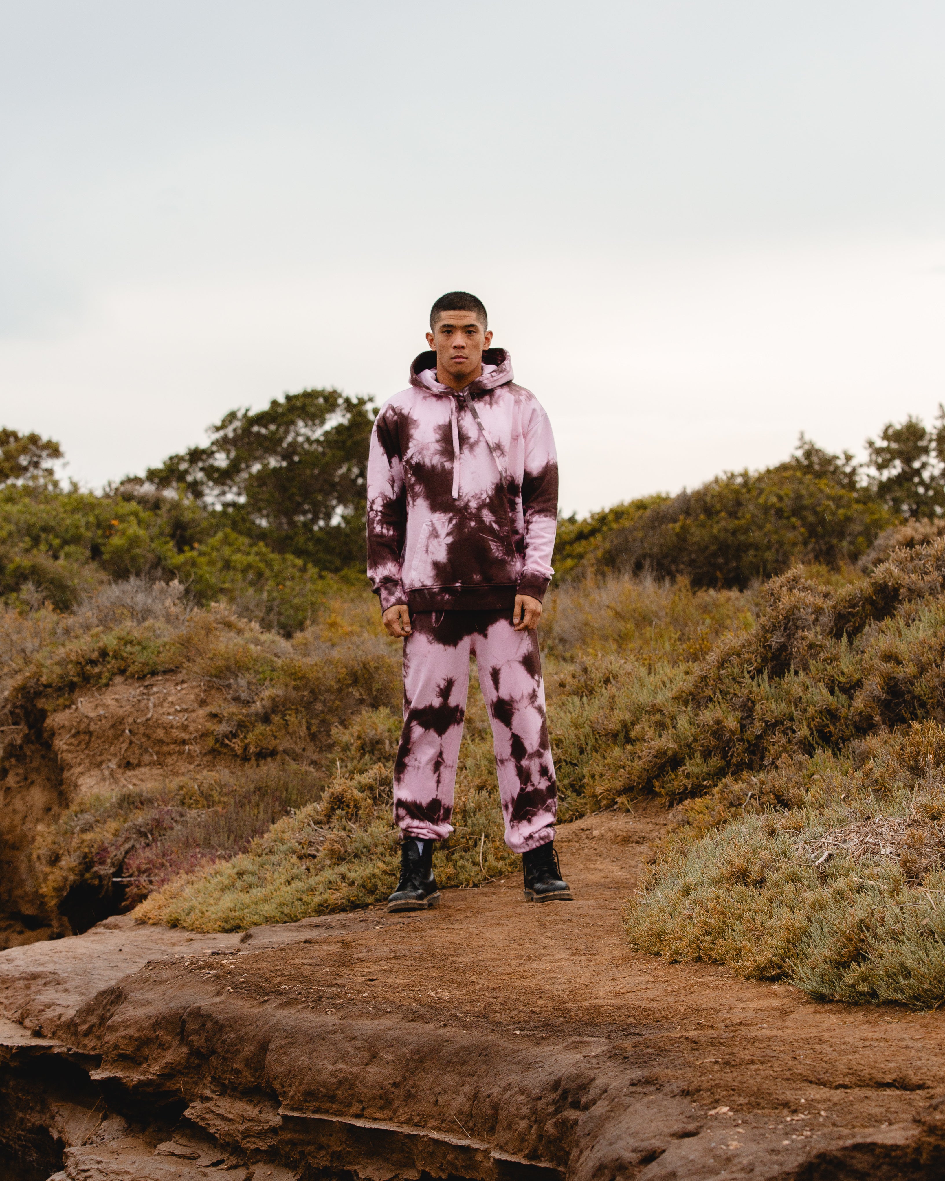 Tie-Dye Cotton Pants Brown/Pink