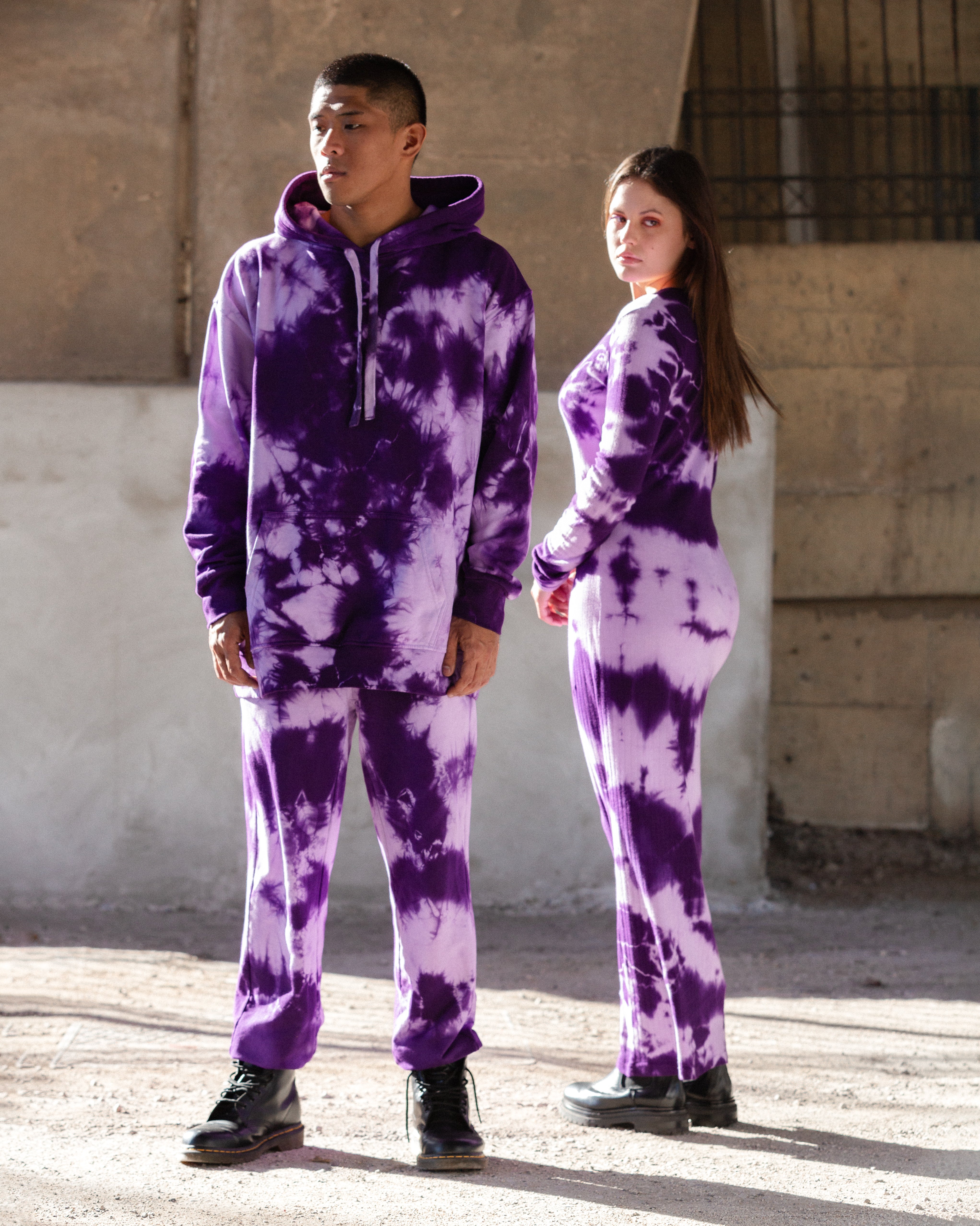 Tie-Dye Cotton Pants Lilac/Purple