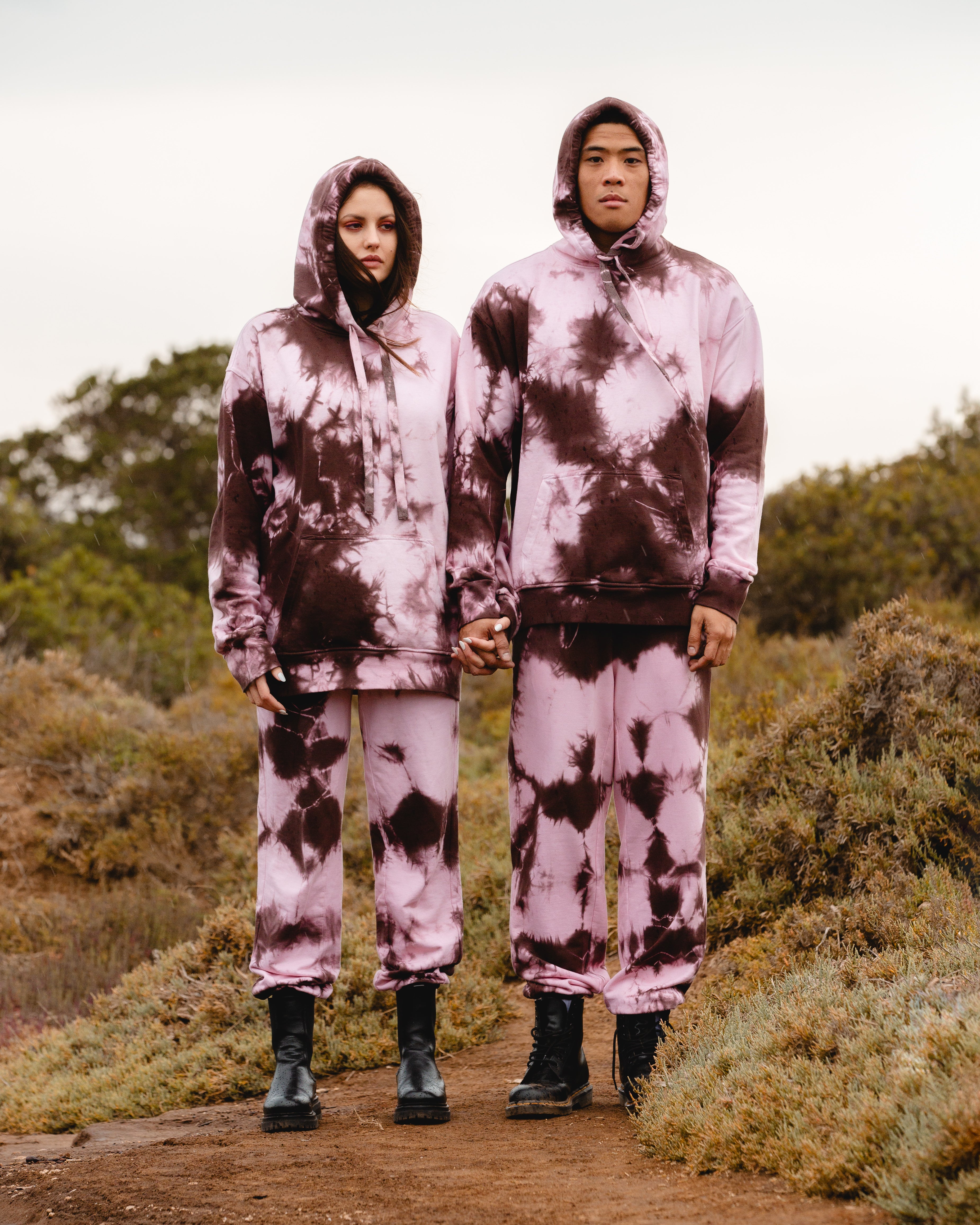 Tie-Dye Cotton Pants Brown/Pink