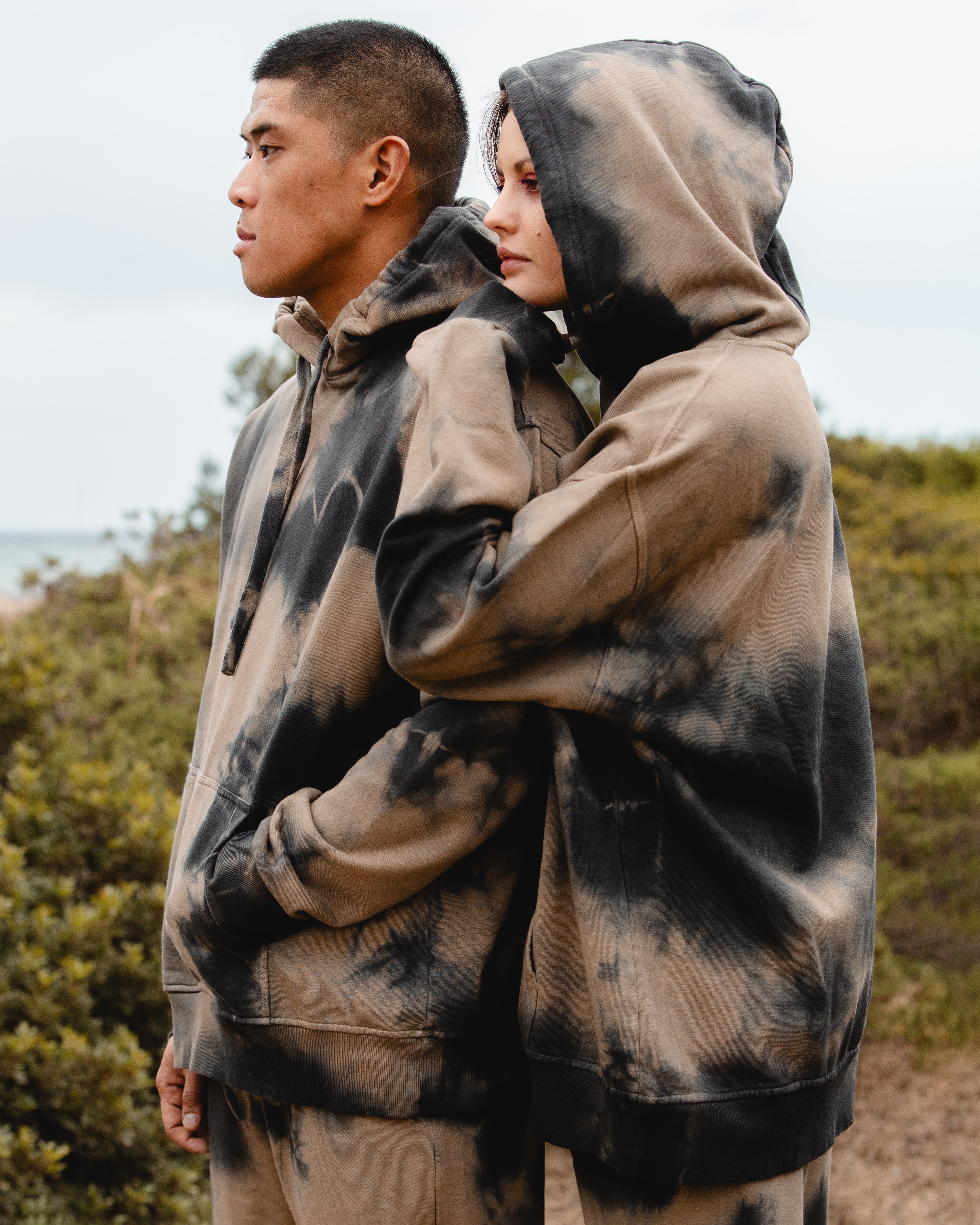 Tie-Dye Cotton Pants Sand/Black
