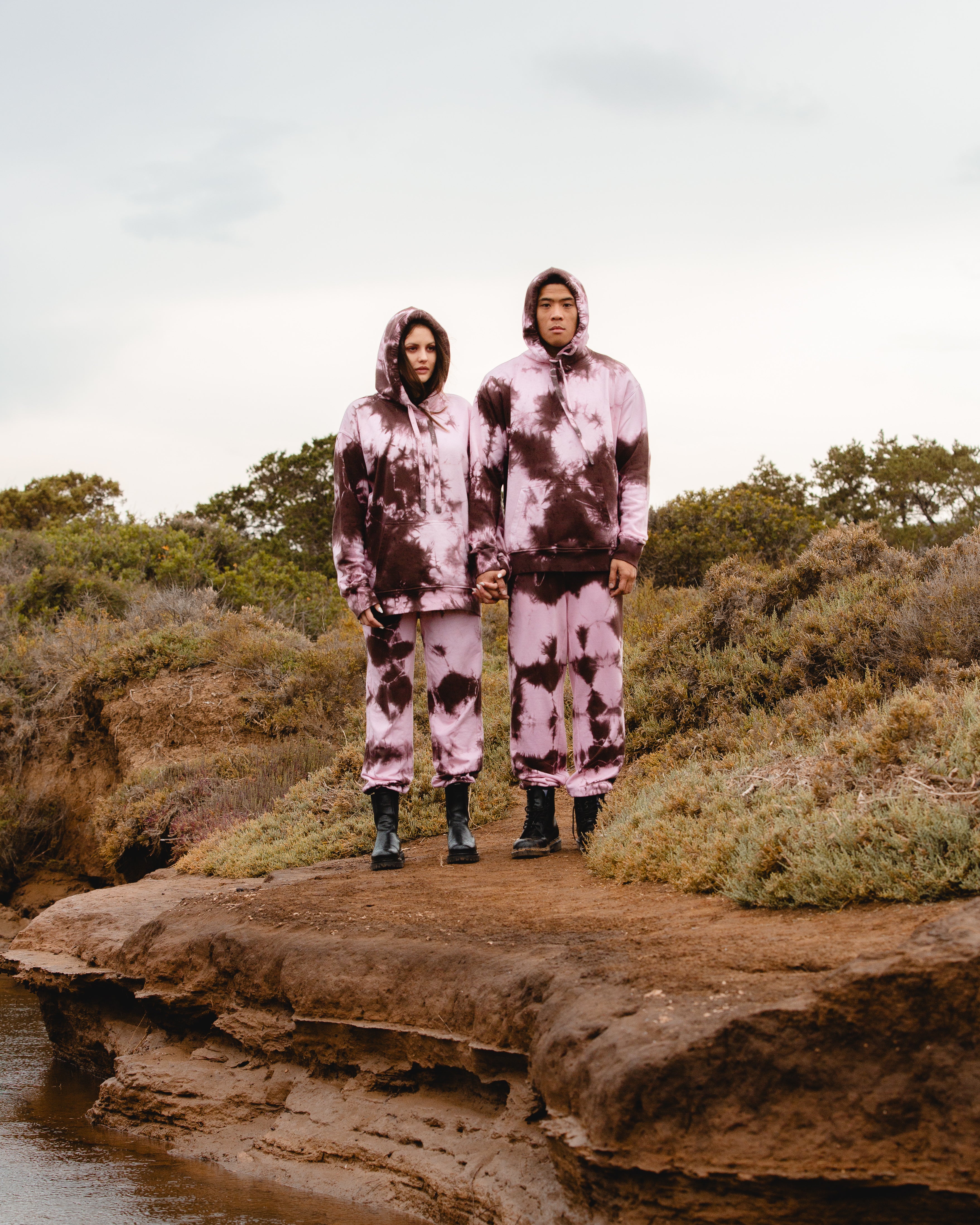 Tie-Dye Cotton Pants Brown/Pink