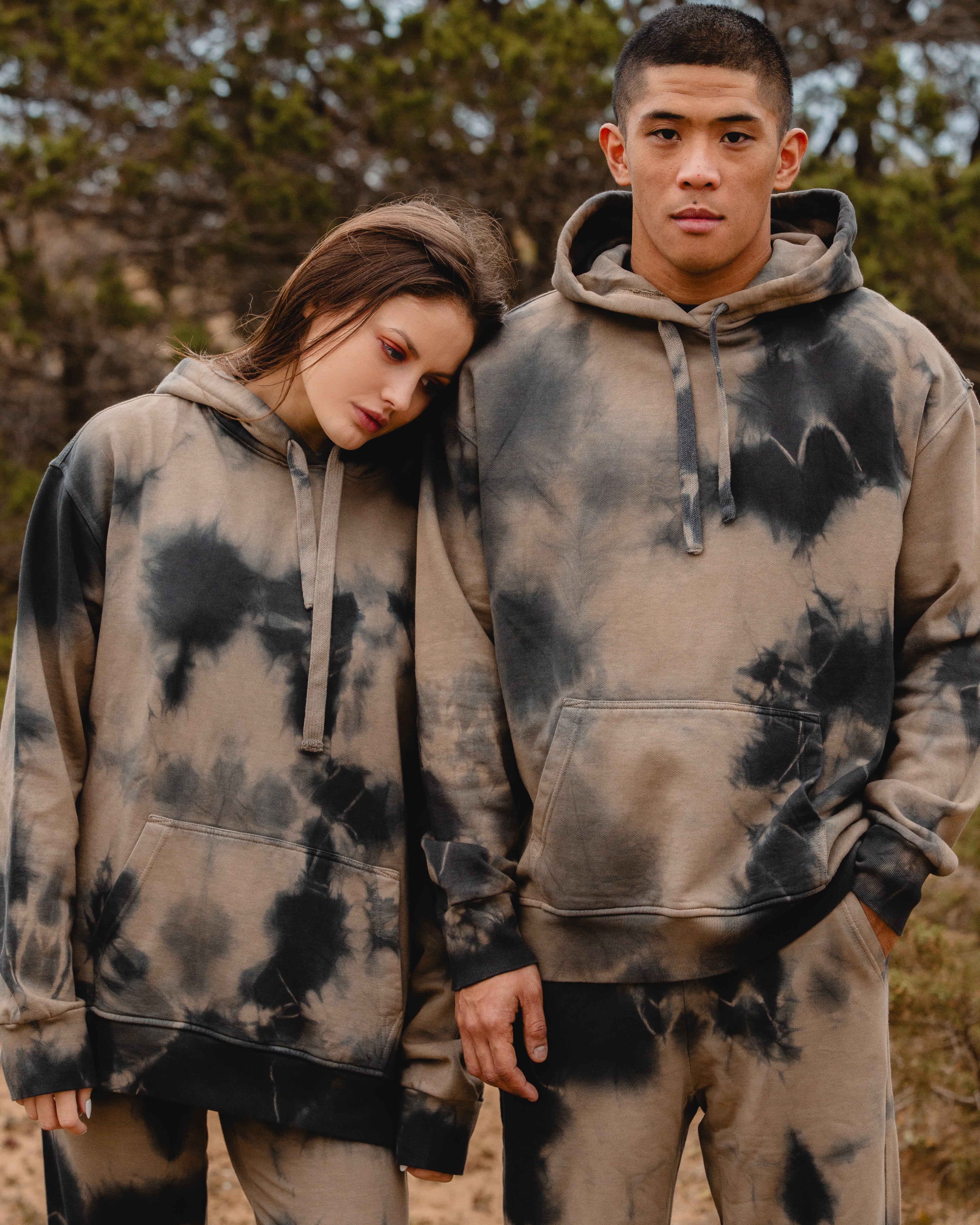Tie-Dye Cotton Pants Sand/Black