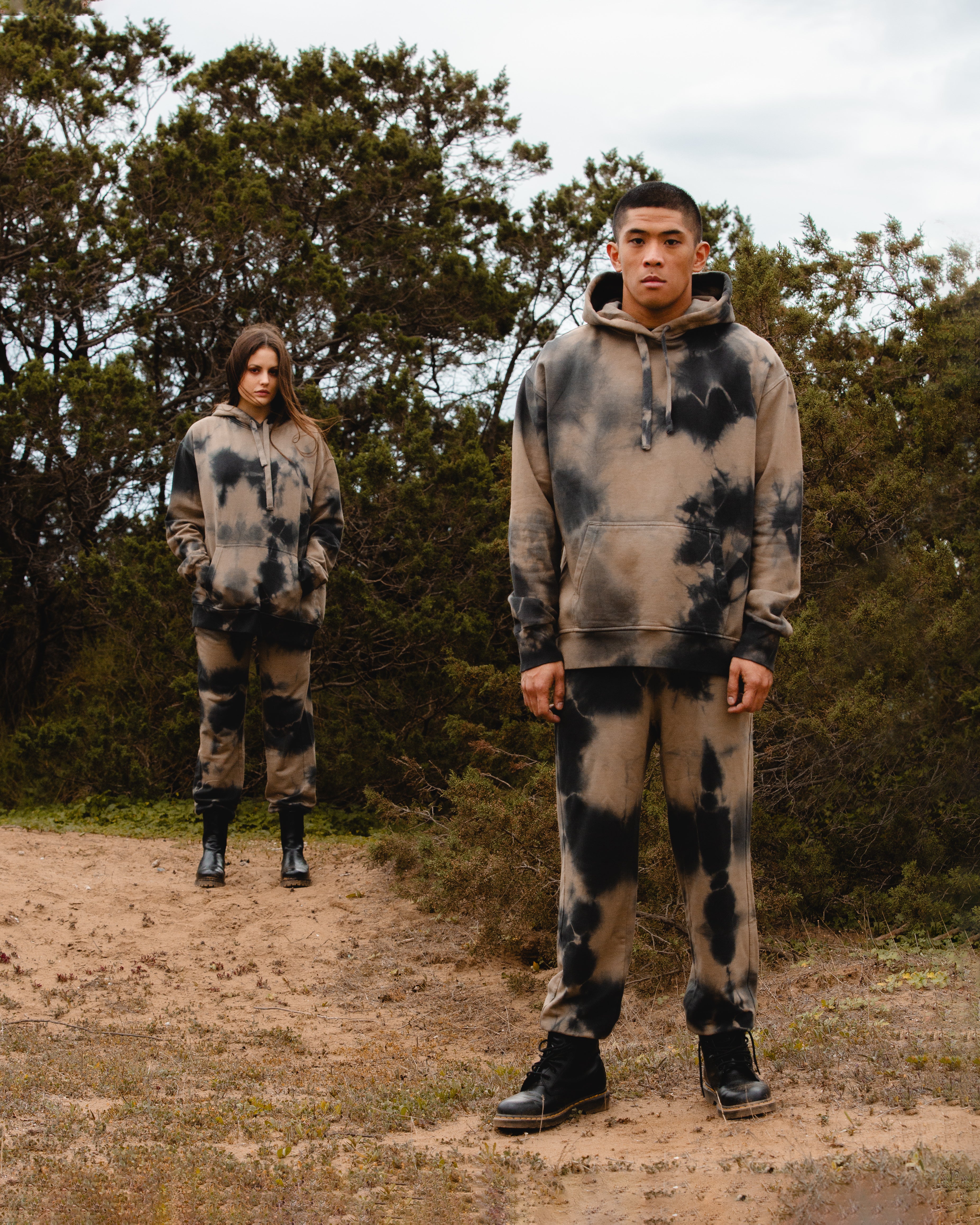 Tie-Dye Cotton Pants Sand/Black