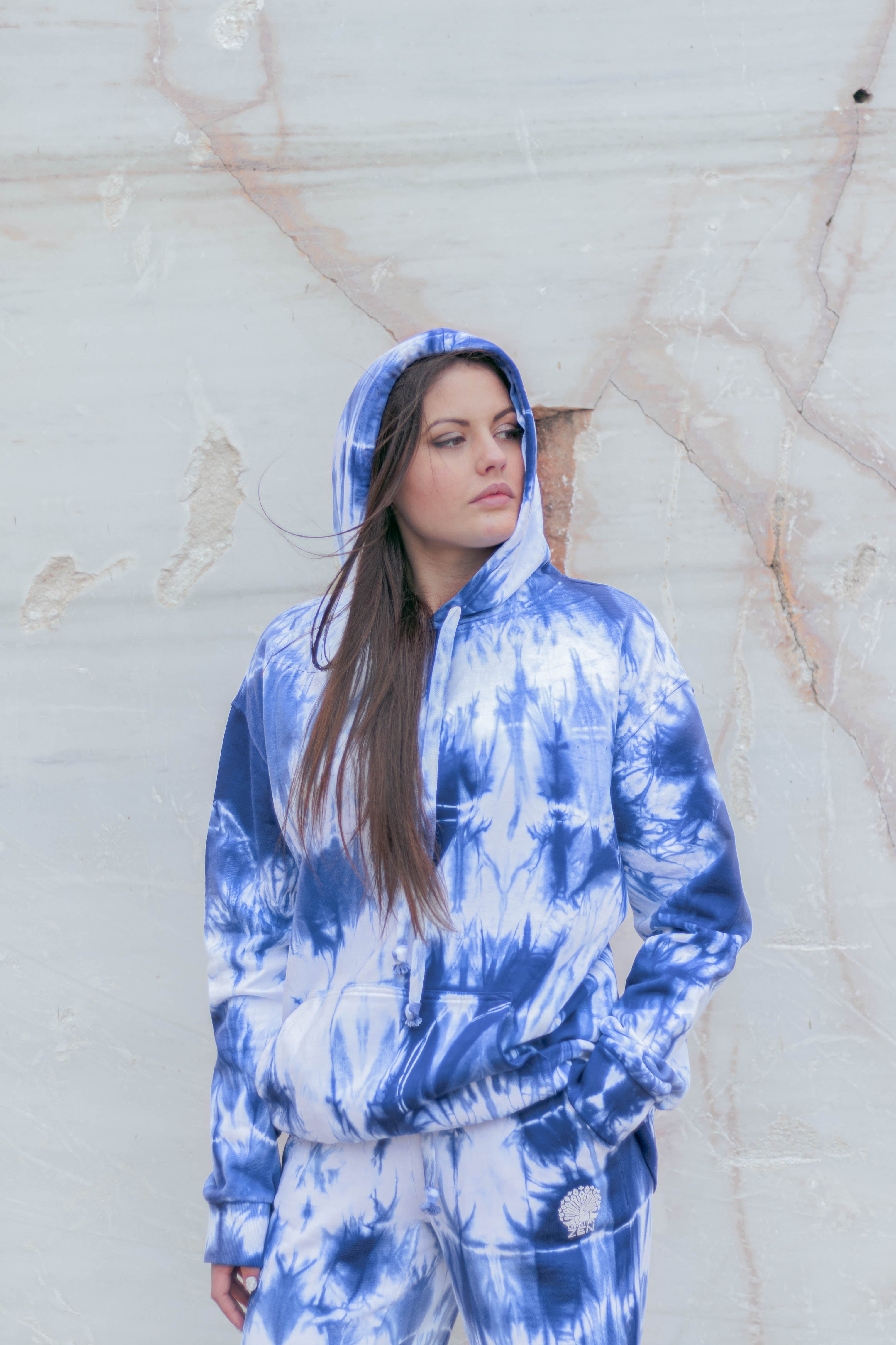 Tie-Dye Cotton Hoodie Indigo