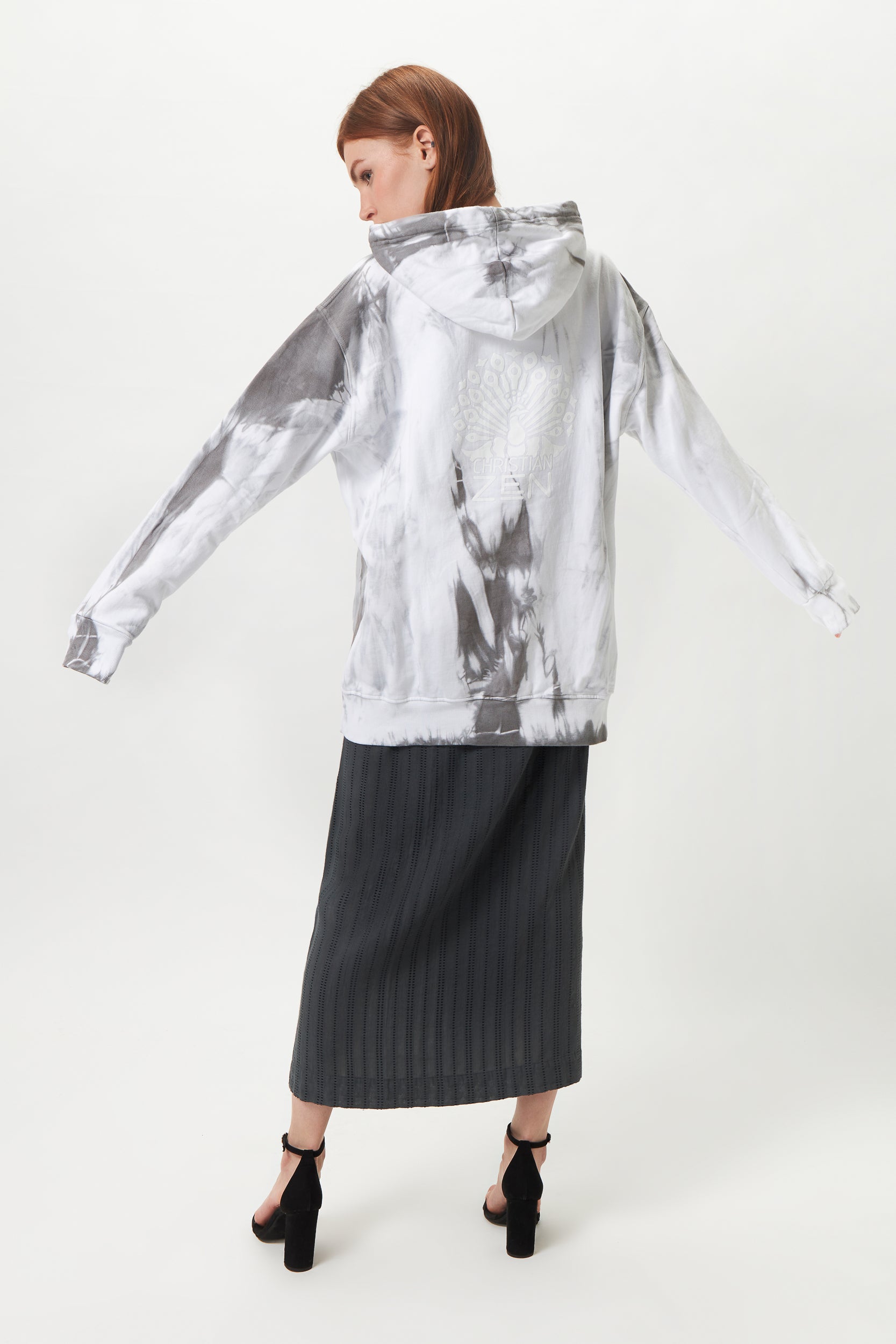 Tie-Dye Cotton Hoodie Grey