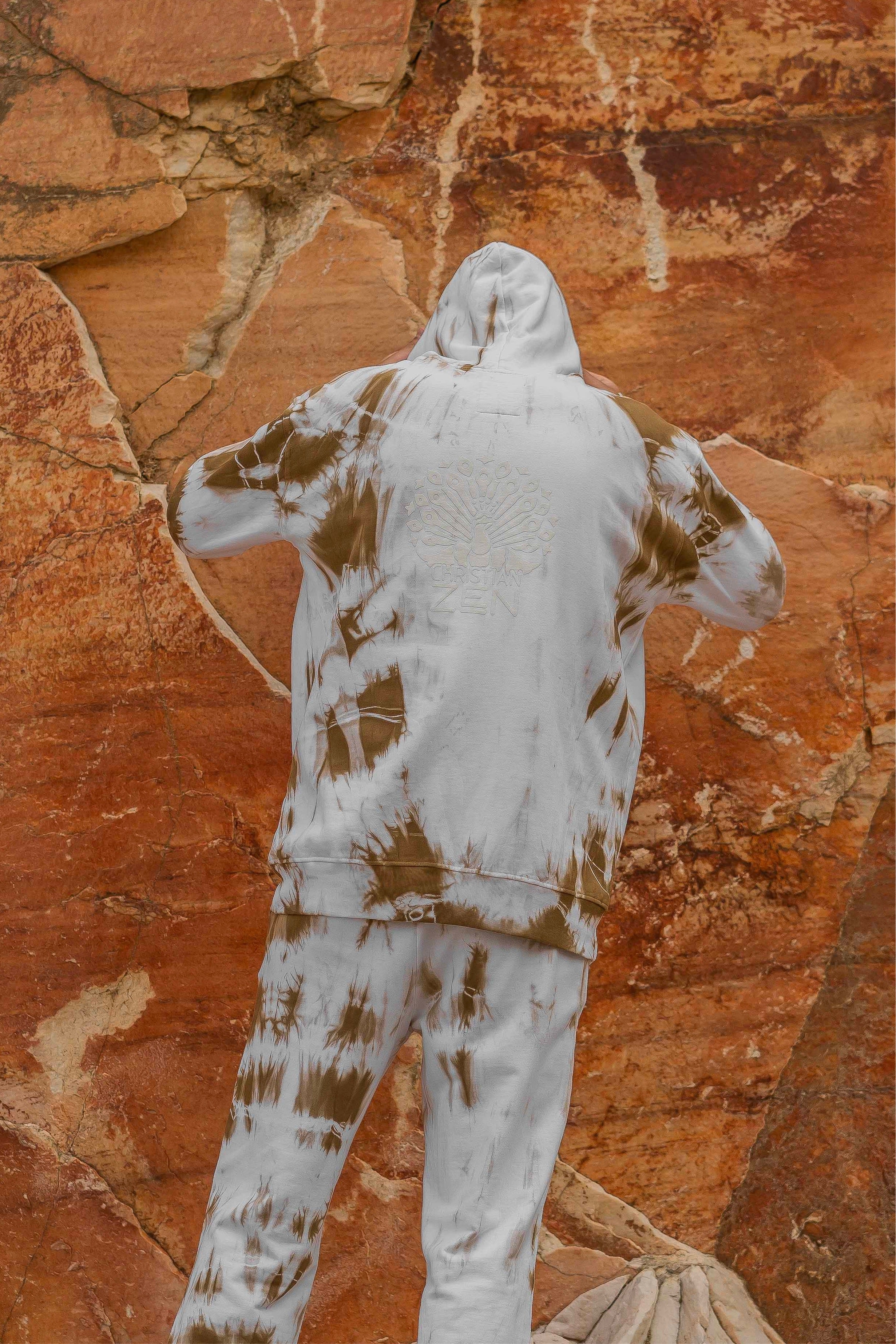 Tie-Dye Cotton Hoodie Sand