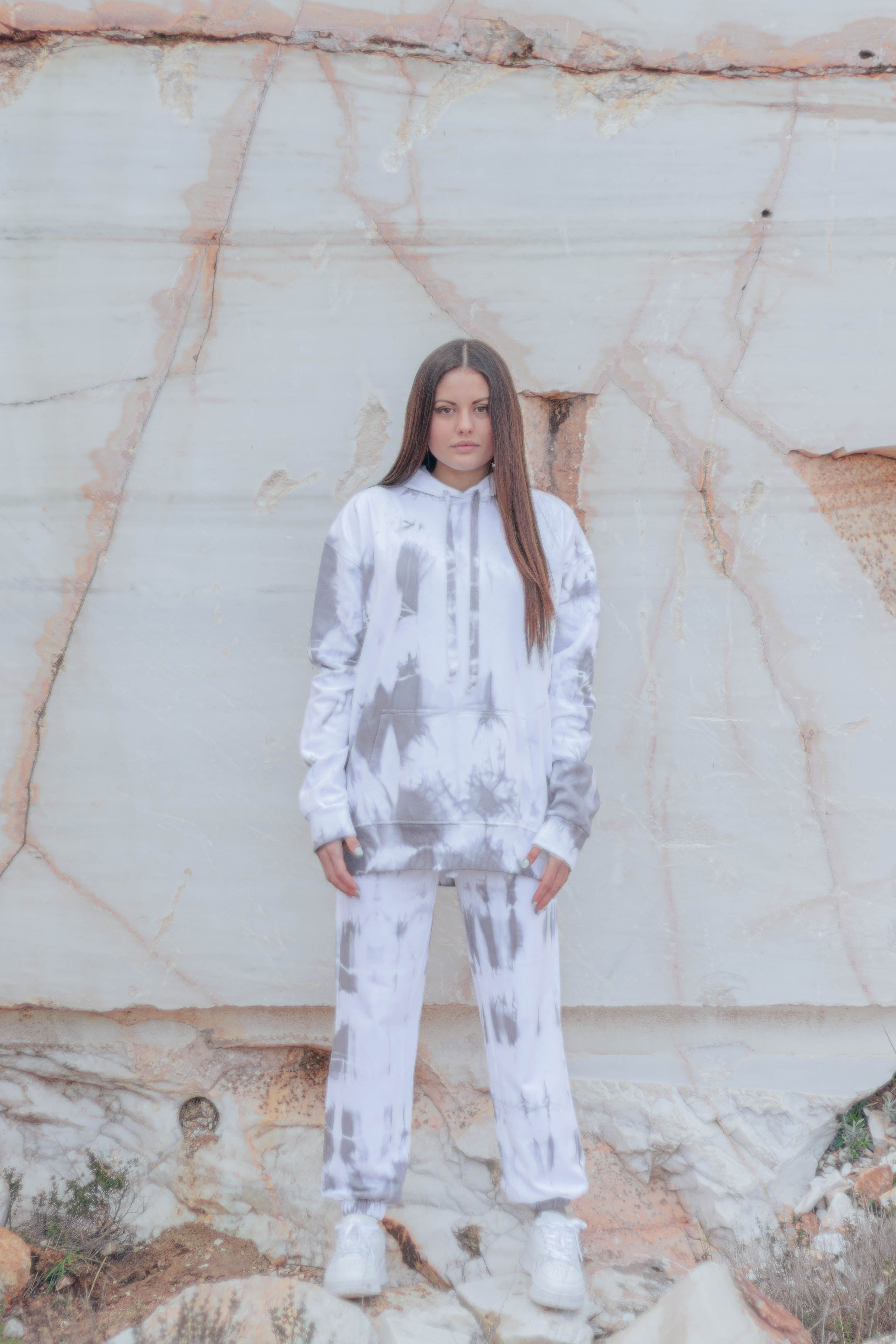 Tie-Dye Cotton Hoodie Grey