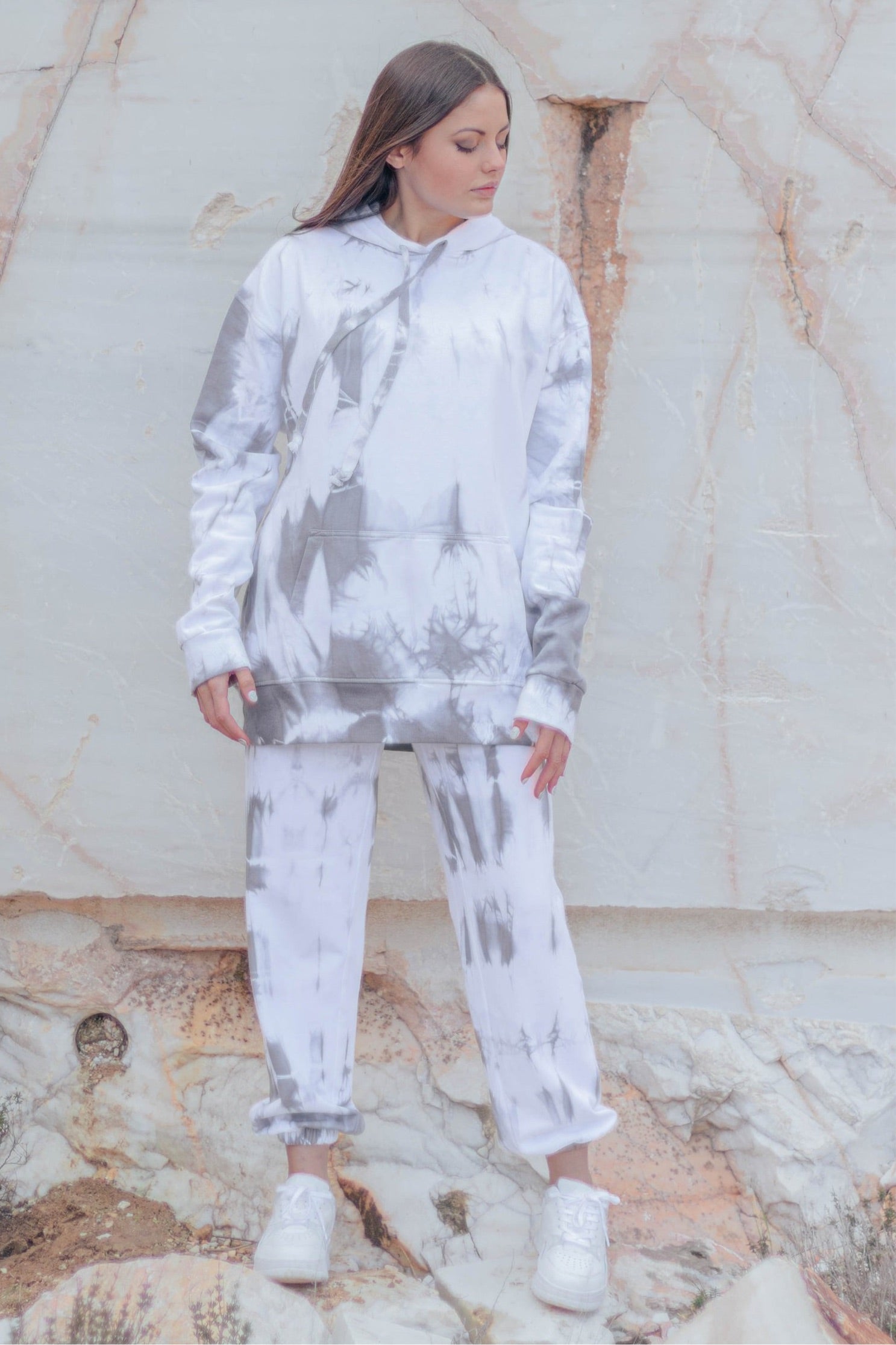 Tie-Dye Cotton Pants Grey