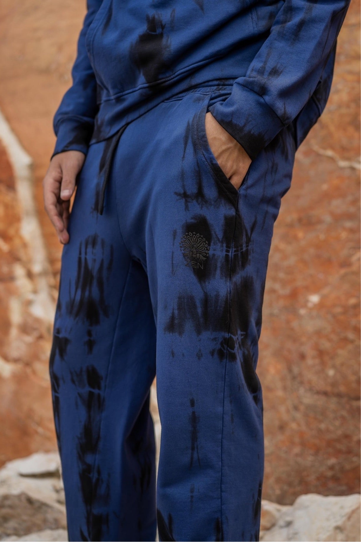 Tie-Dye Cotton Pants Blue/Black