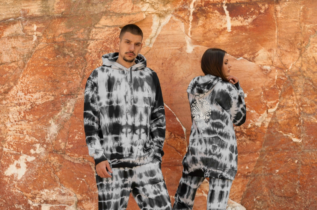 Tie-Dye Cotton Hoodie Black