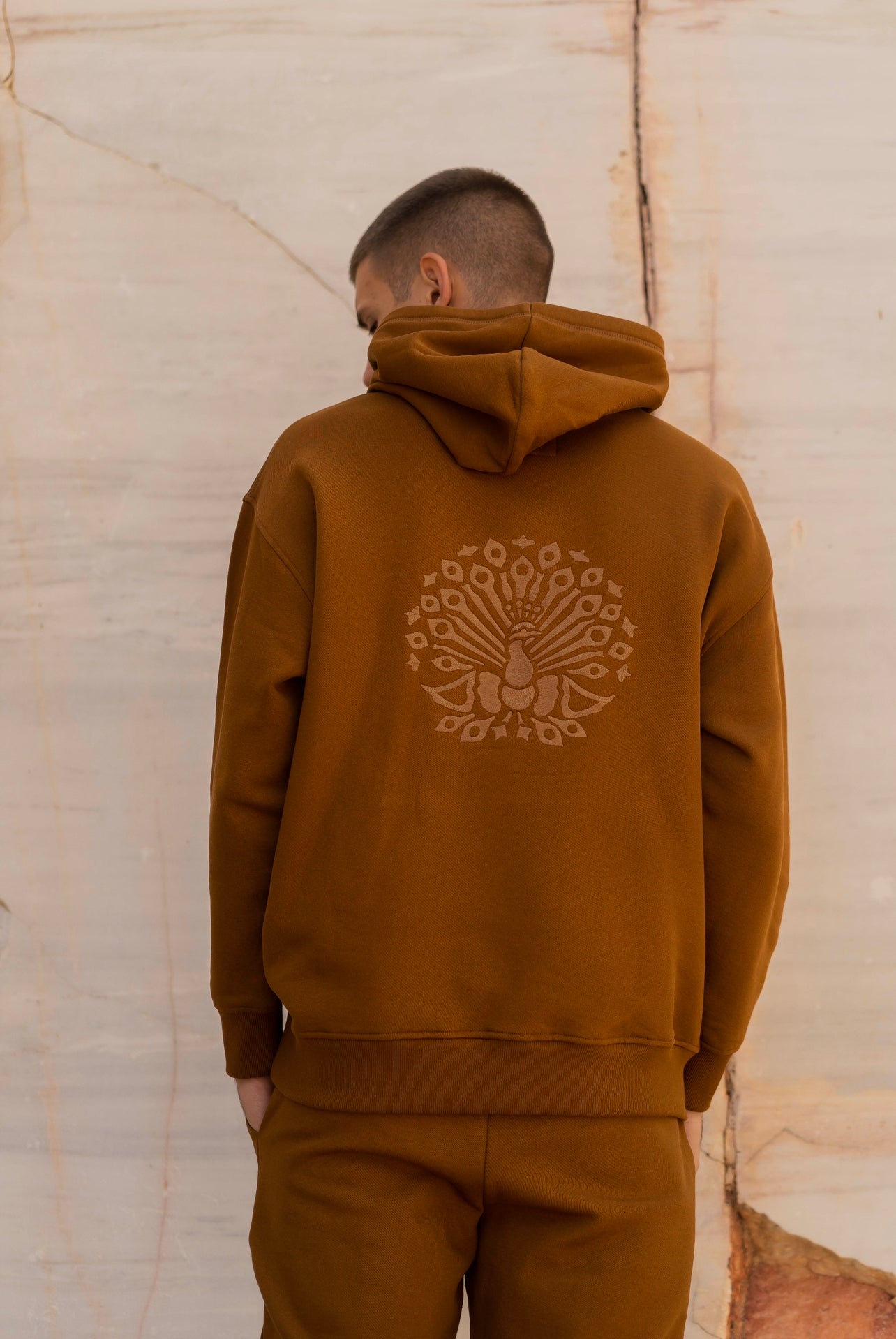 Organic Cotton Embroidered Hoodie Cinnamon