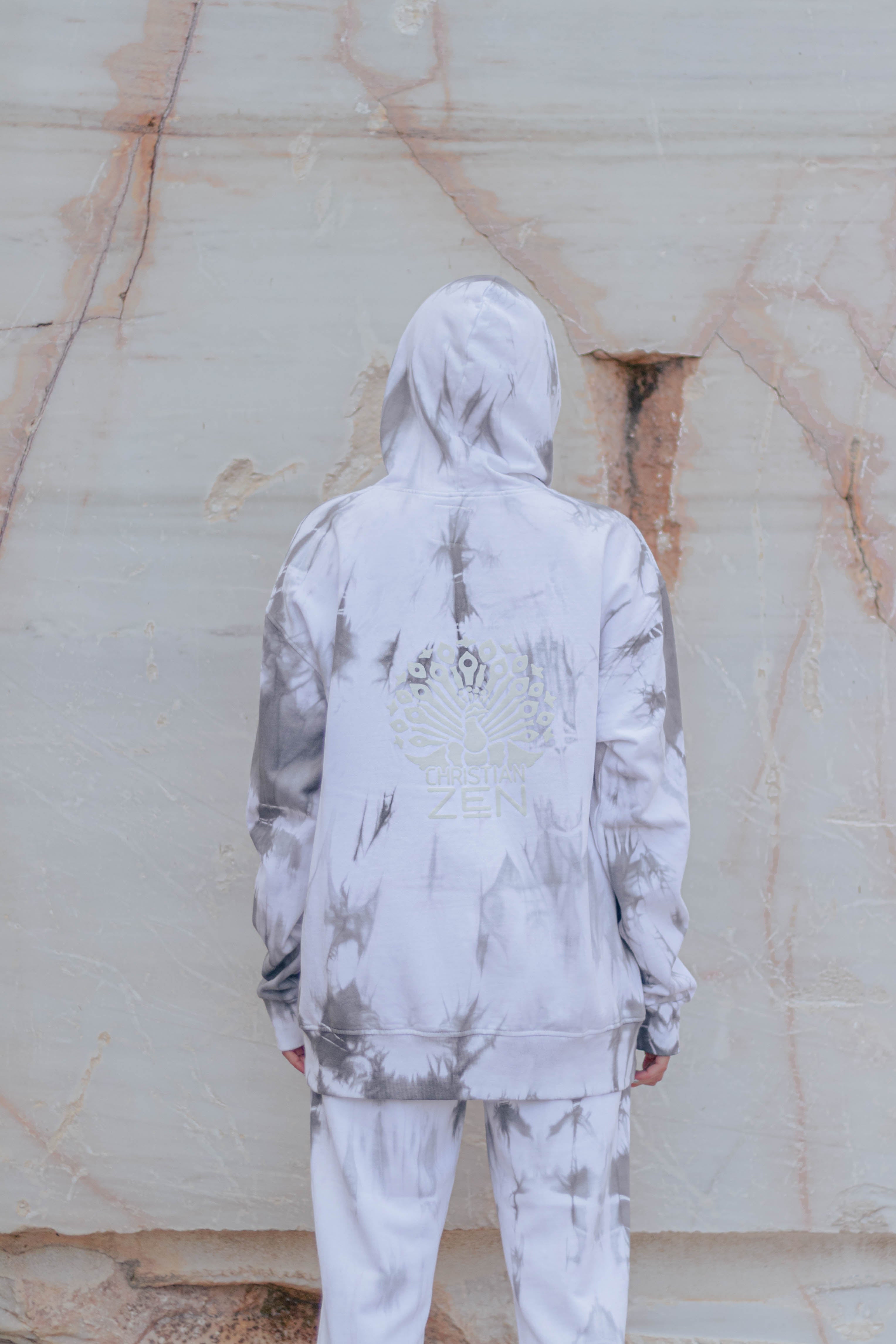 Tie-Dye Cotton Hoodie Grey