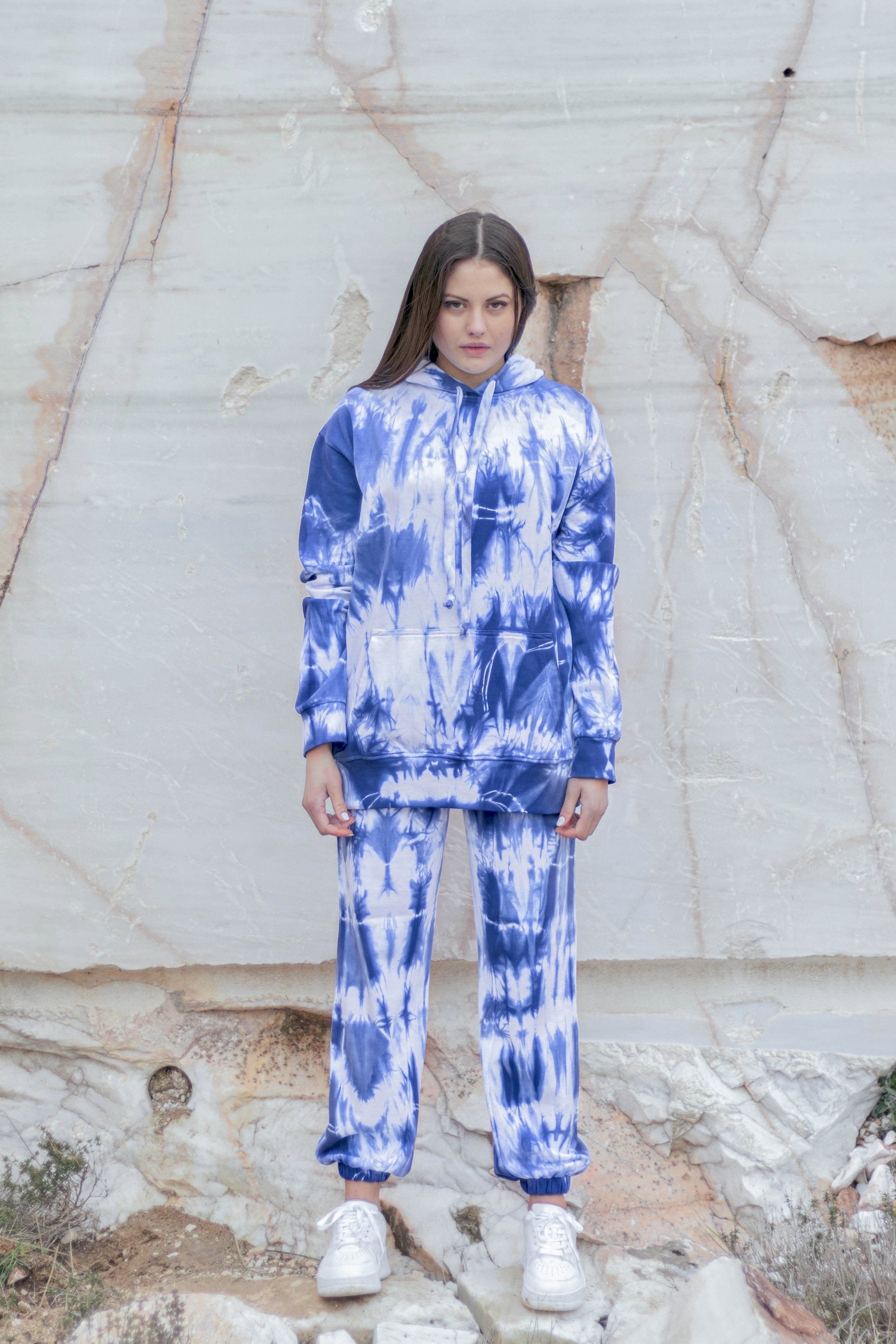 Tie-Dye Cotton Hoodie Indigo