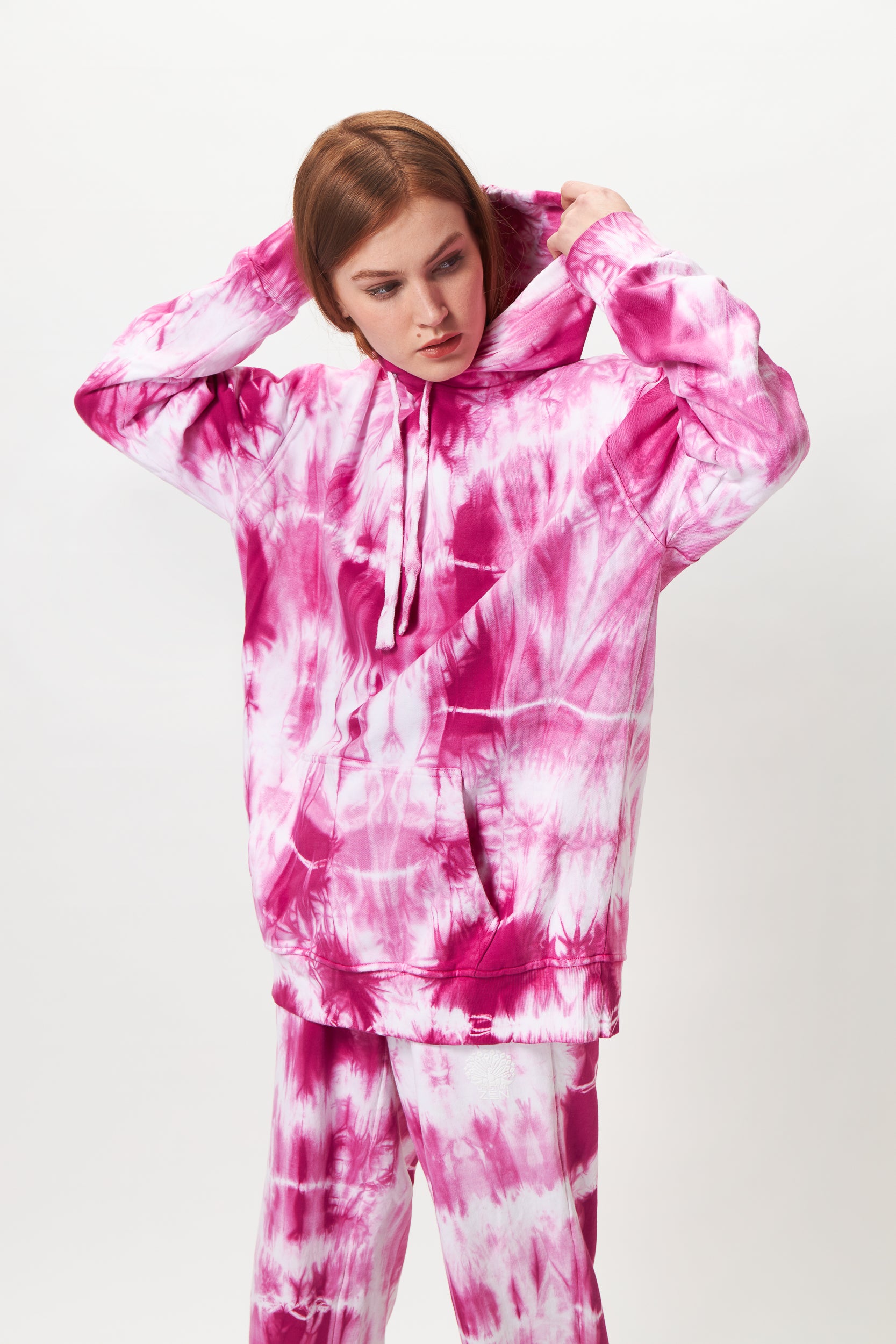 Tie-Dye Cotton Hoodie Pink