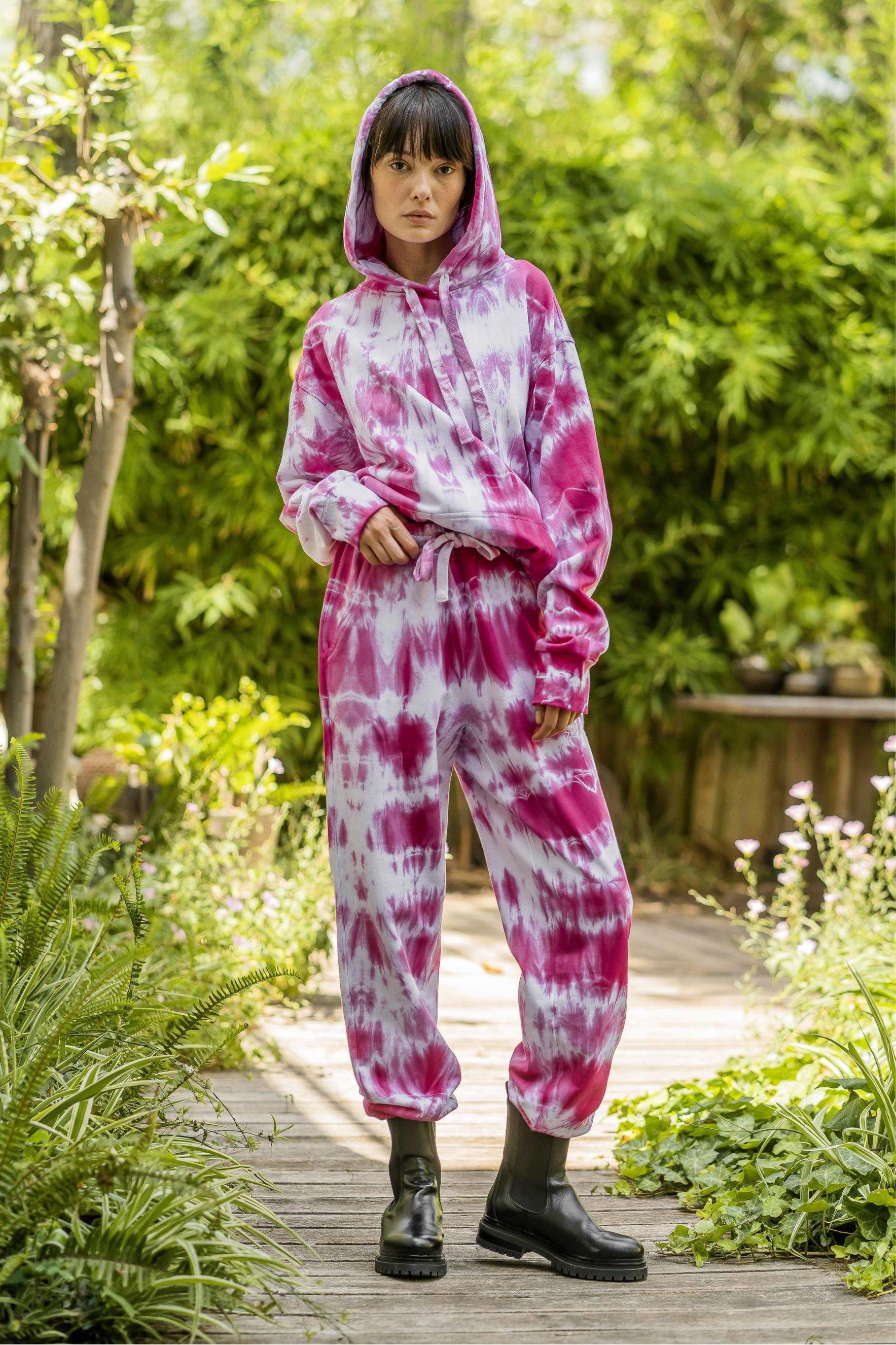 Tie-Dye Cotton Pants Pink