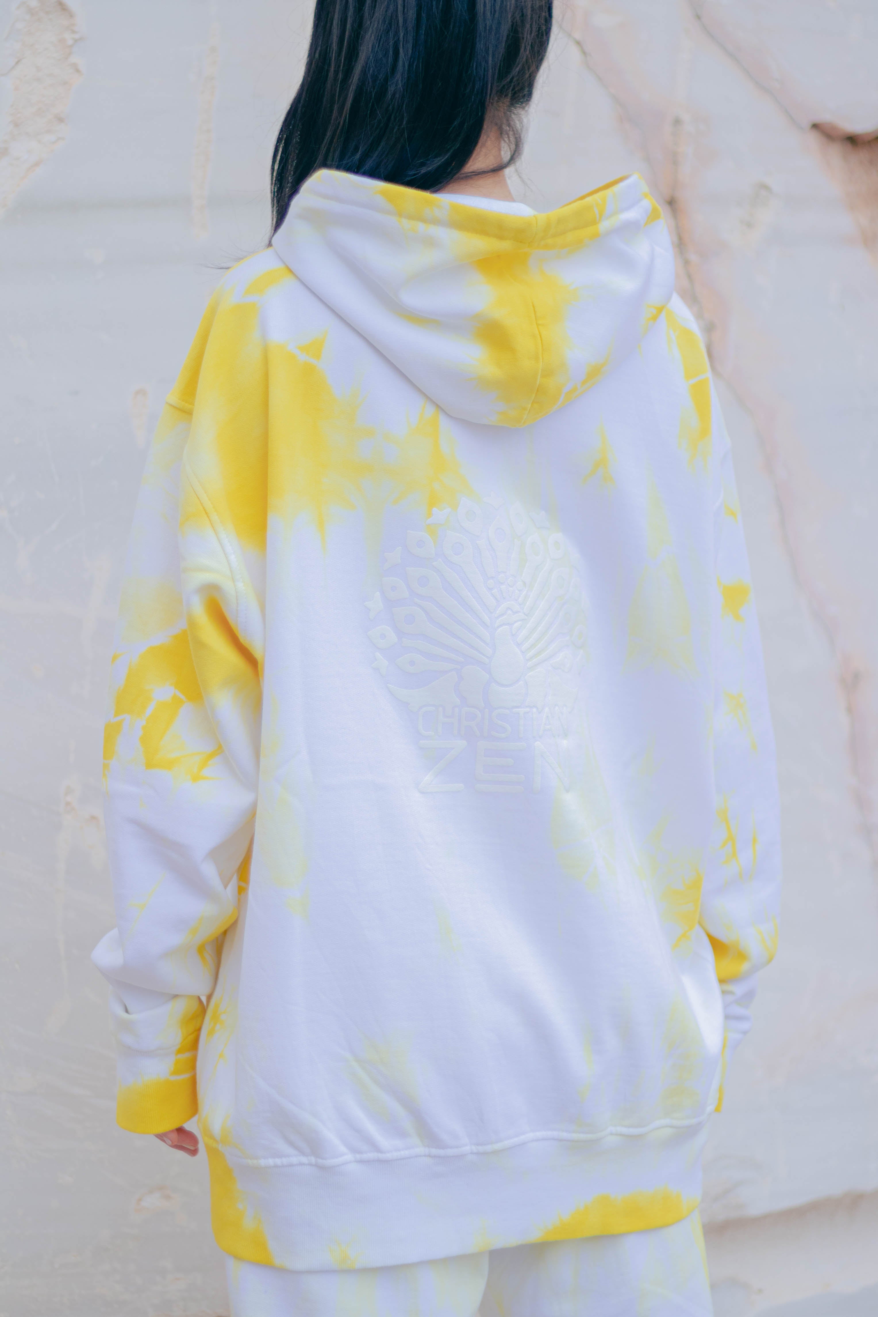 Tie-Dye Cotton Hoodie Yellow