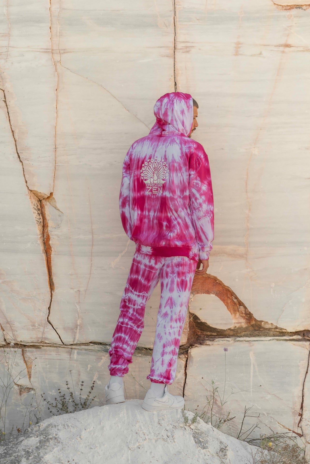 Tie-Dye Cotton Hoodie Pink