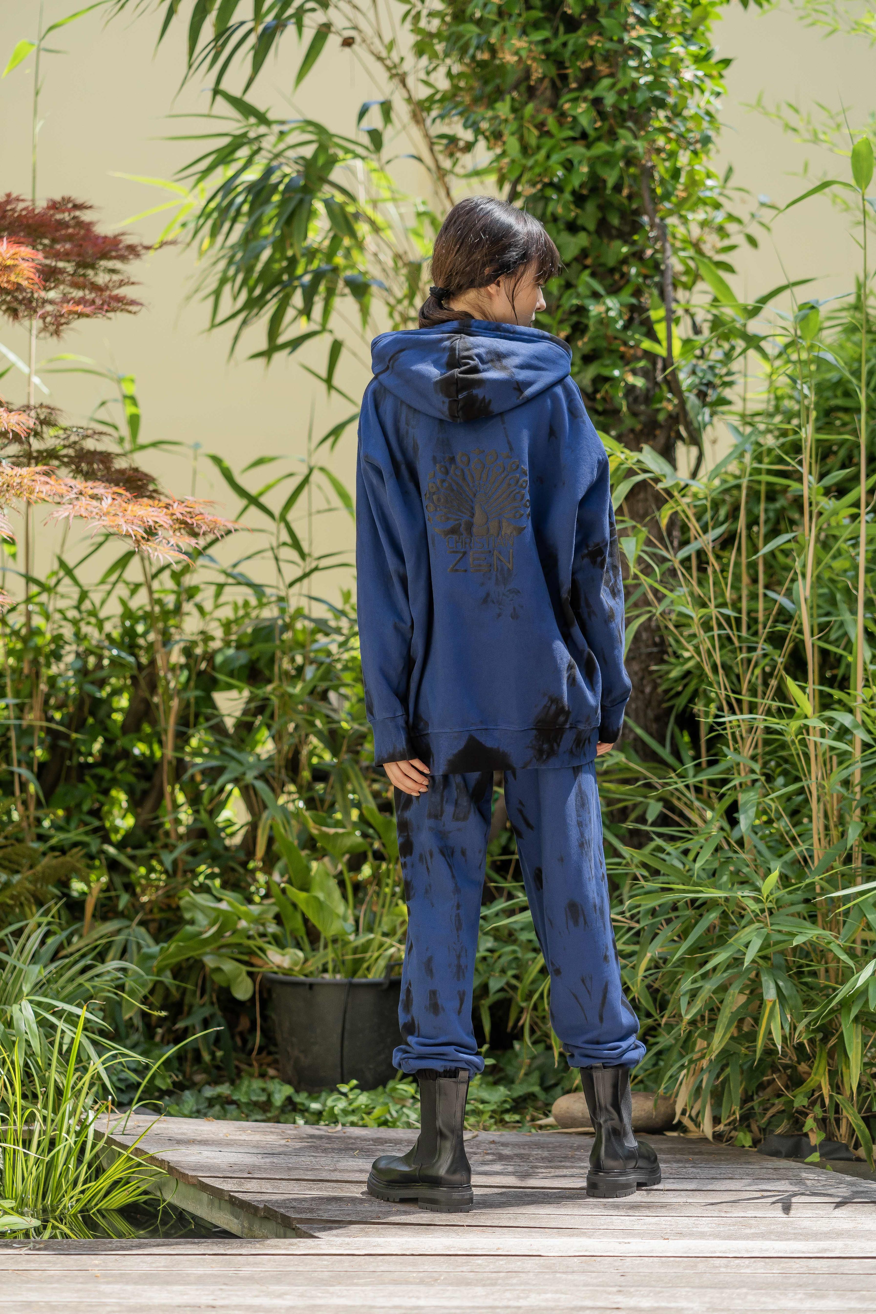 Tie-Dye Cotton Pants Blue/Black