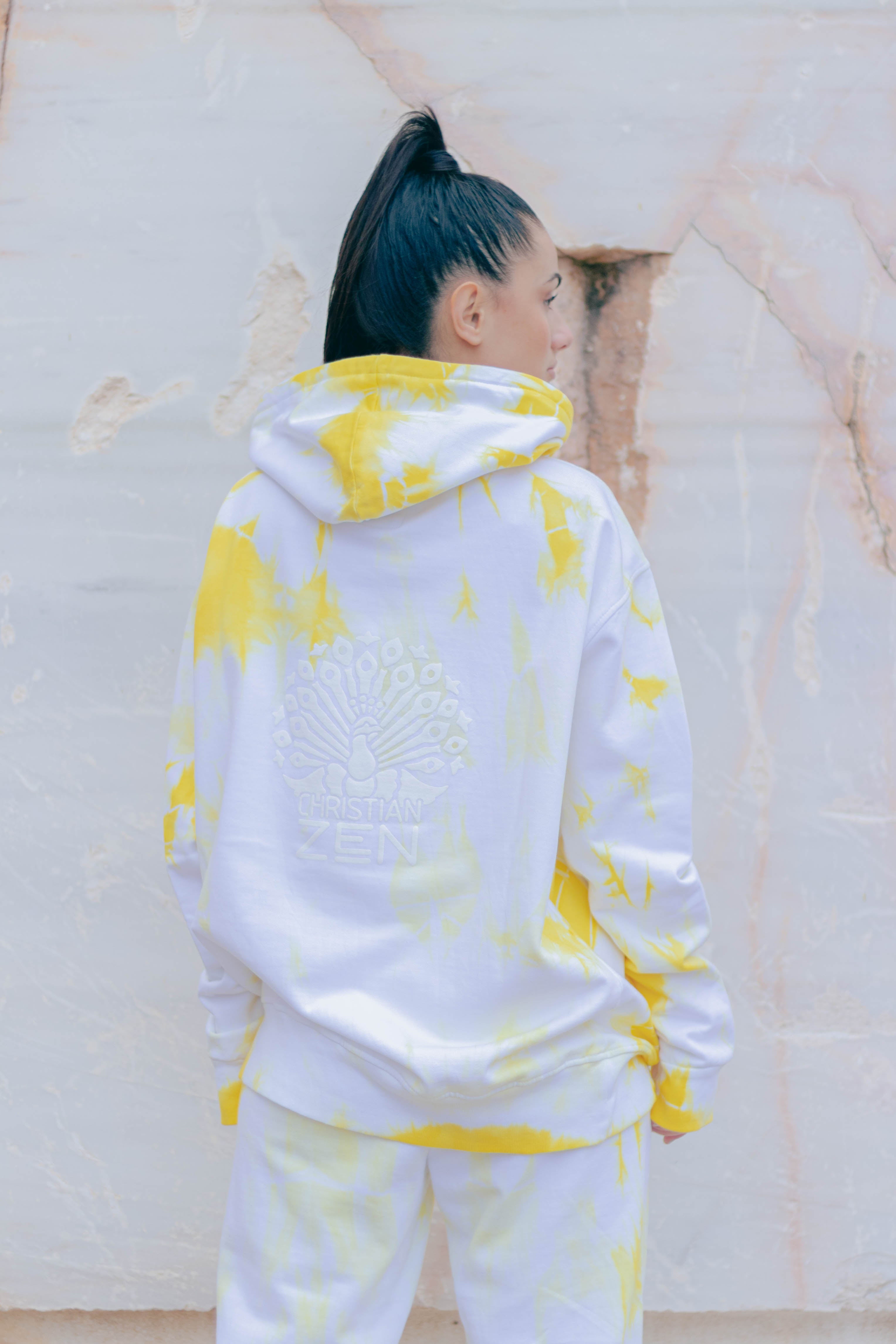 Tie-Dye Cotton Hoodie Yellow