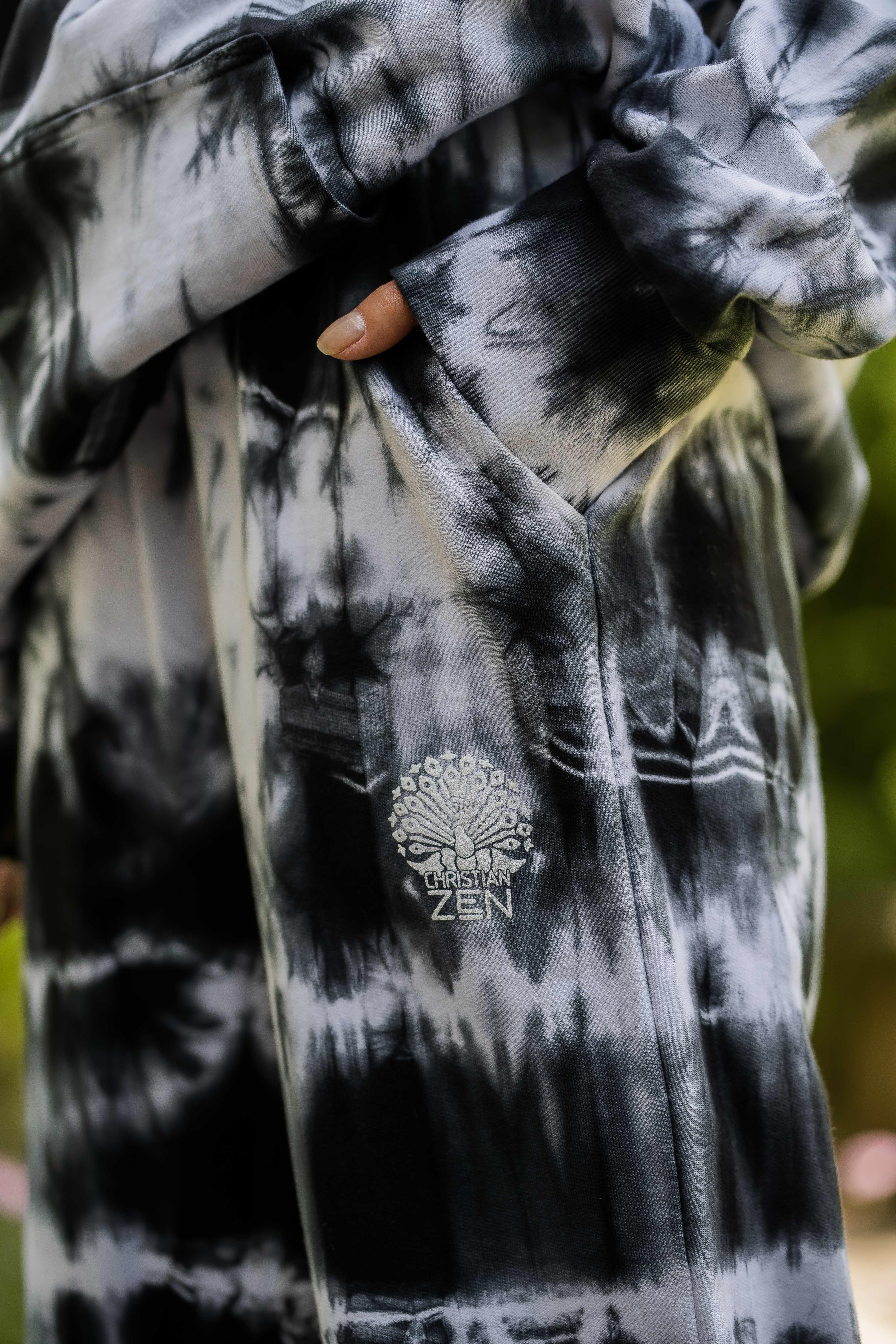Tie-Dye Cotton Pants Black