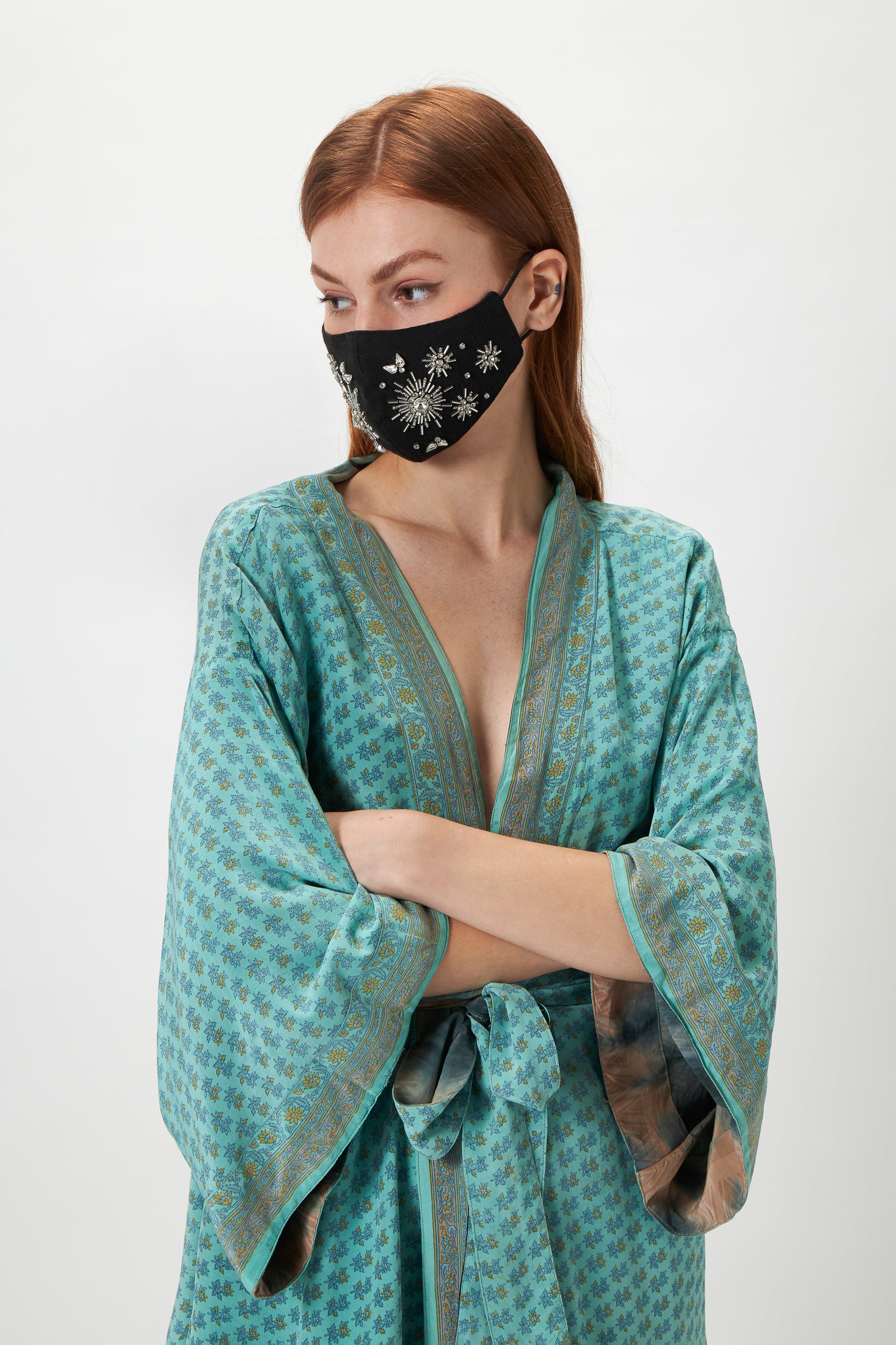 Black Beaded Face Mask