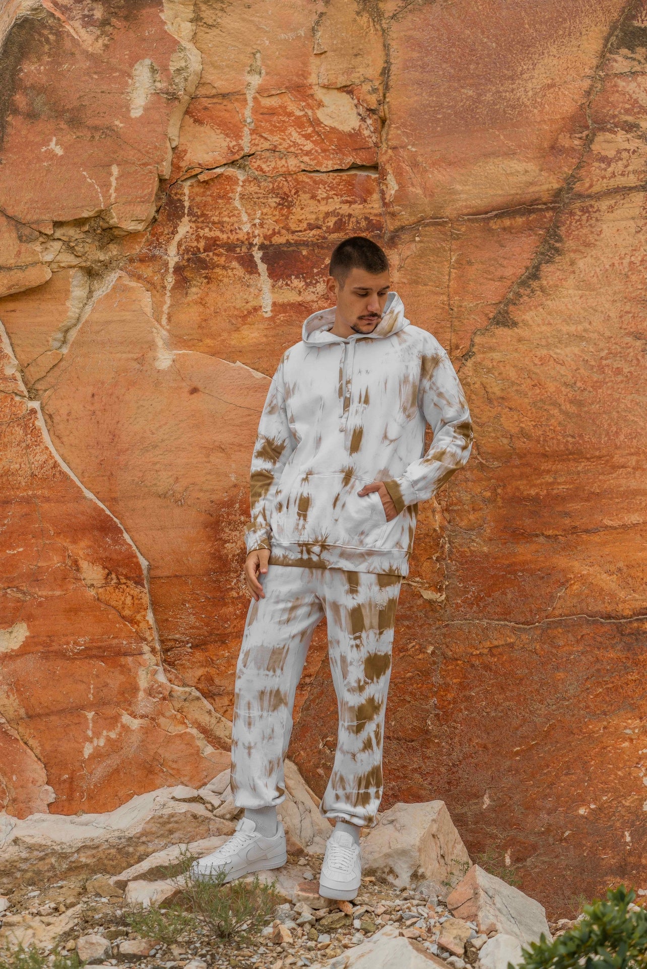 Tie-Dye Cotton Hoodie Sand