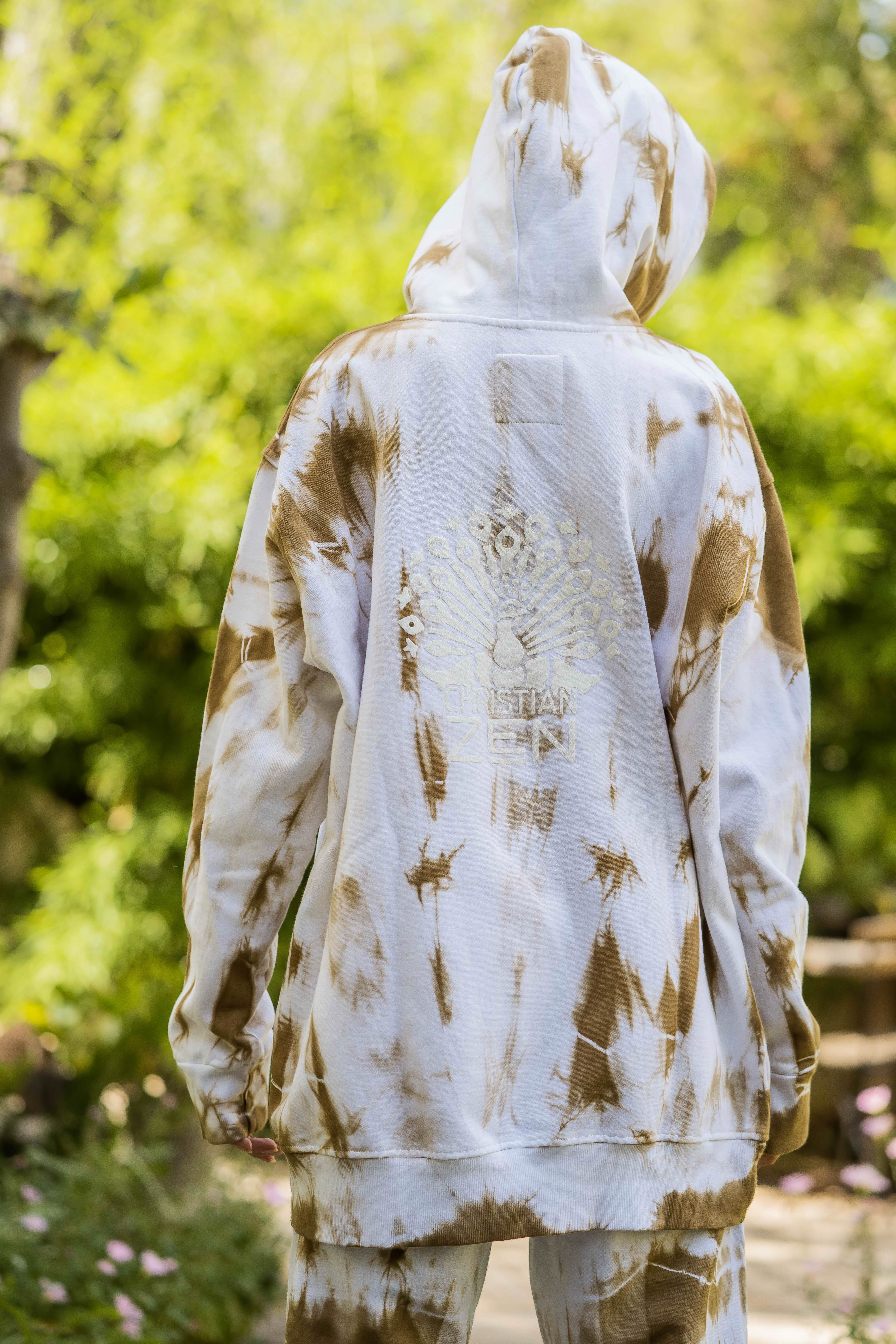 Tie-Dye Cotton Hoodie Sand
