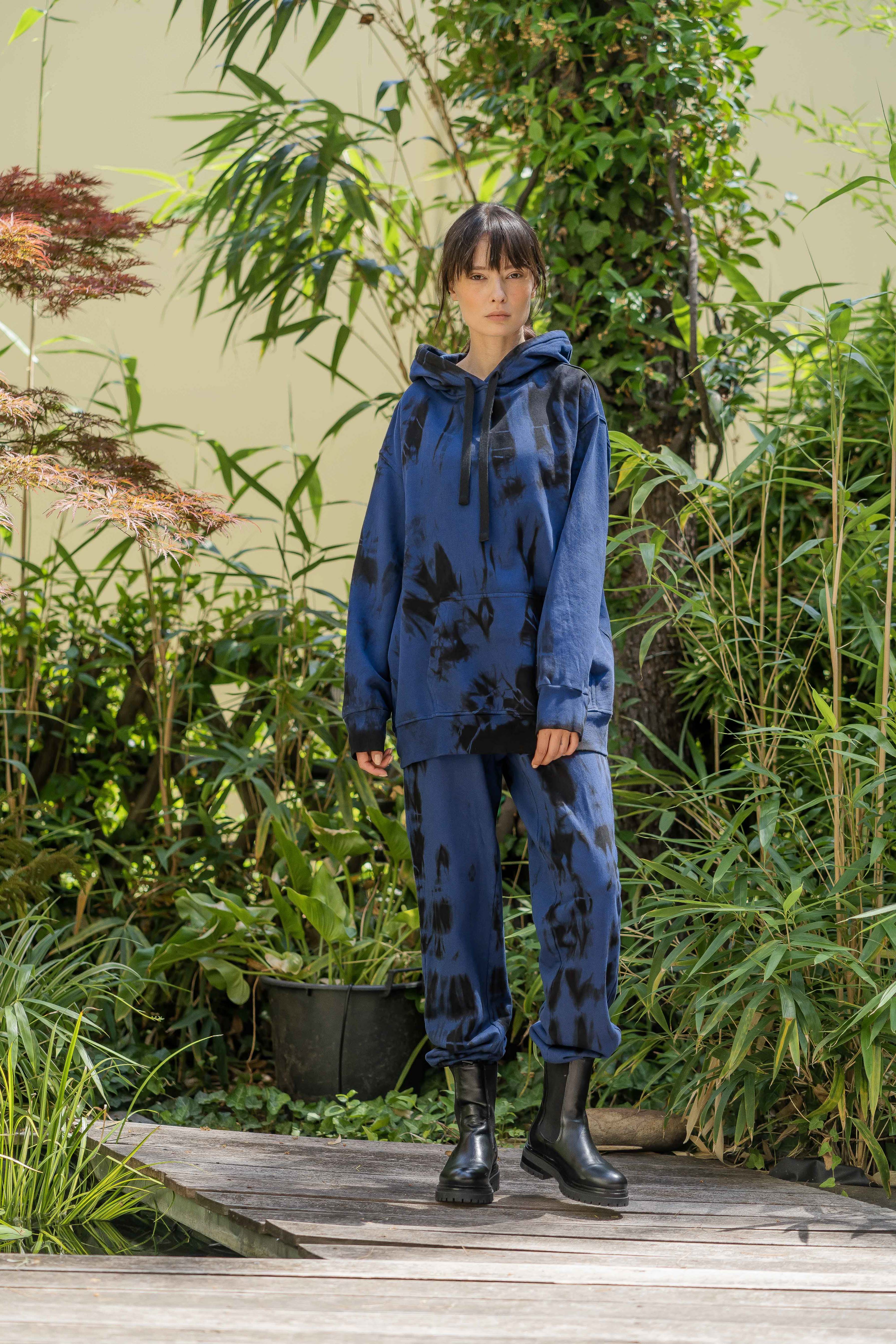 Tie-Dye Cotton Pants Blue/Black