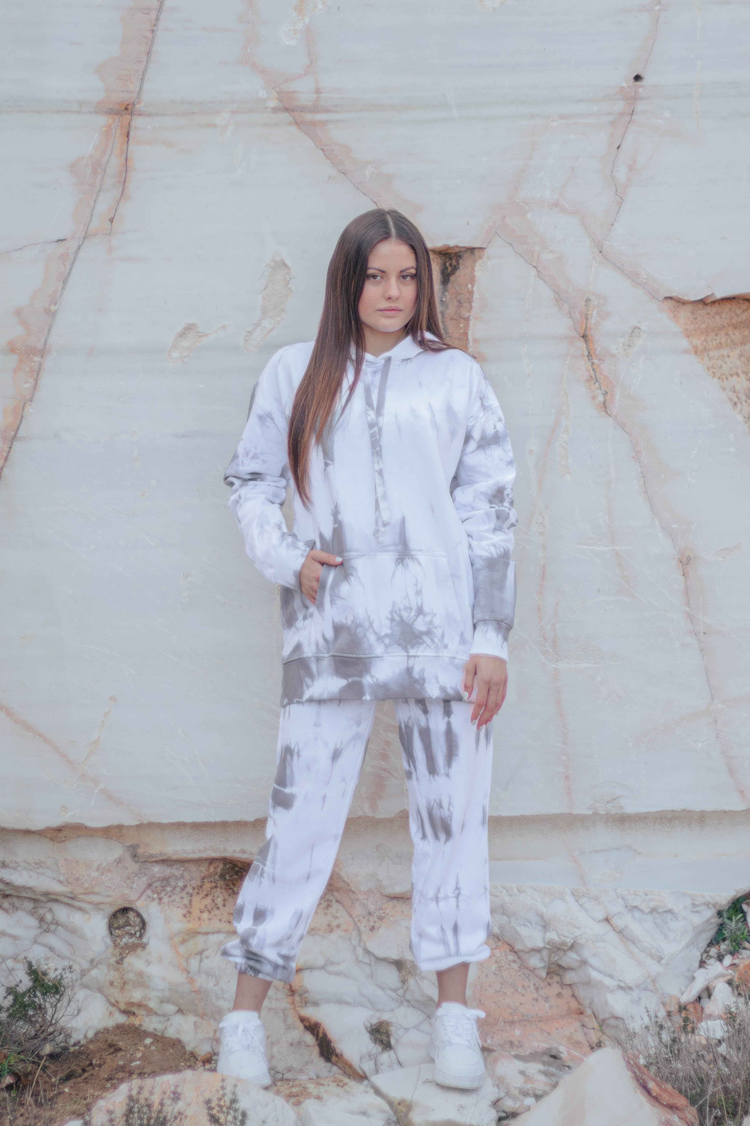 Tie-Dye Cotton Pants Grey