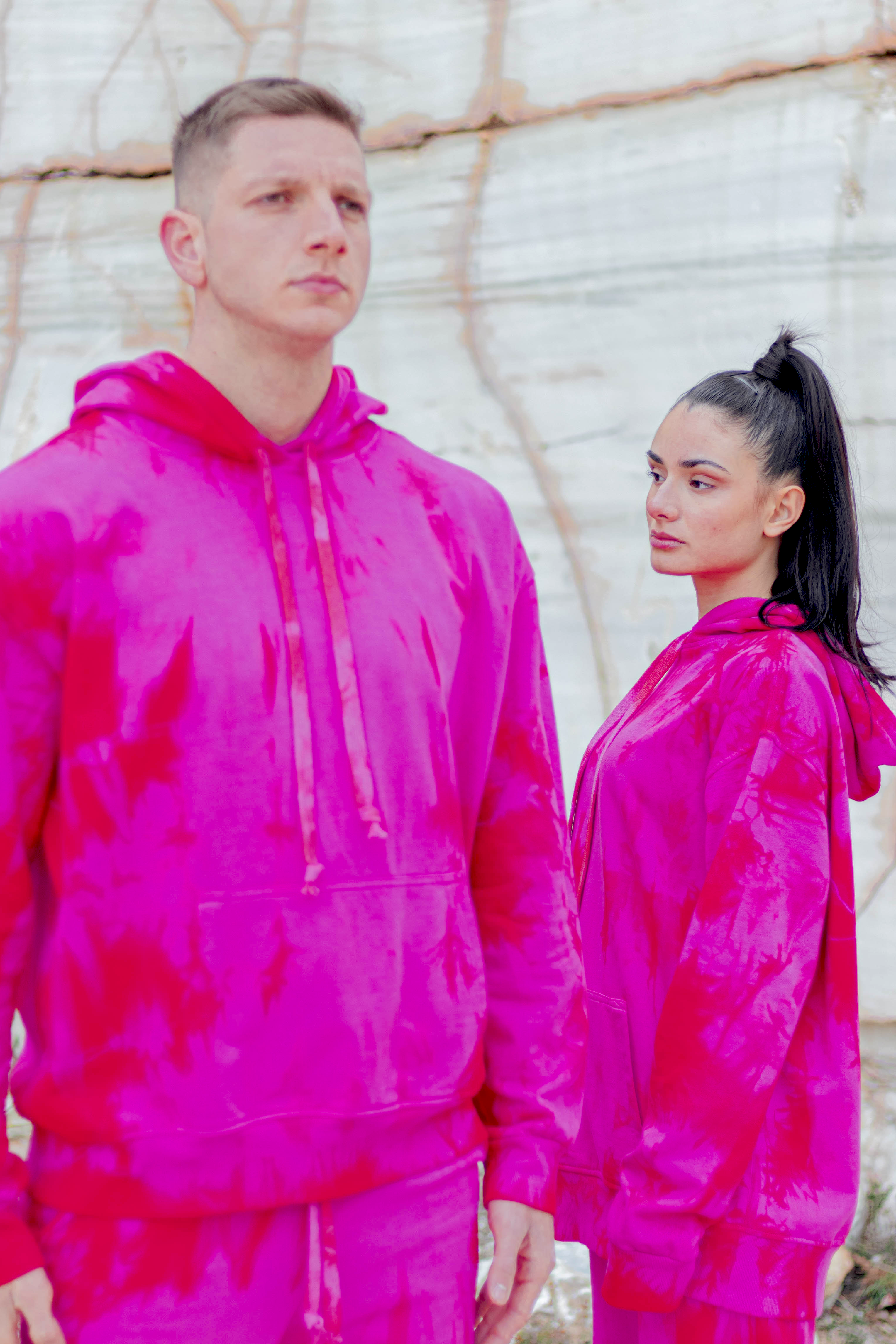 Tie-Dye Cotton Hoodie Pink/Red