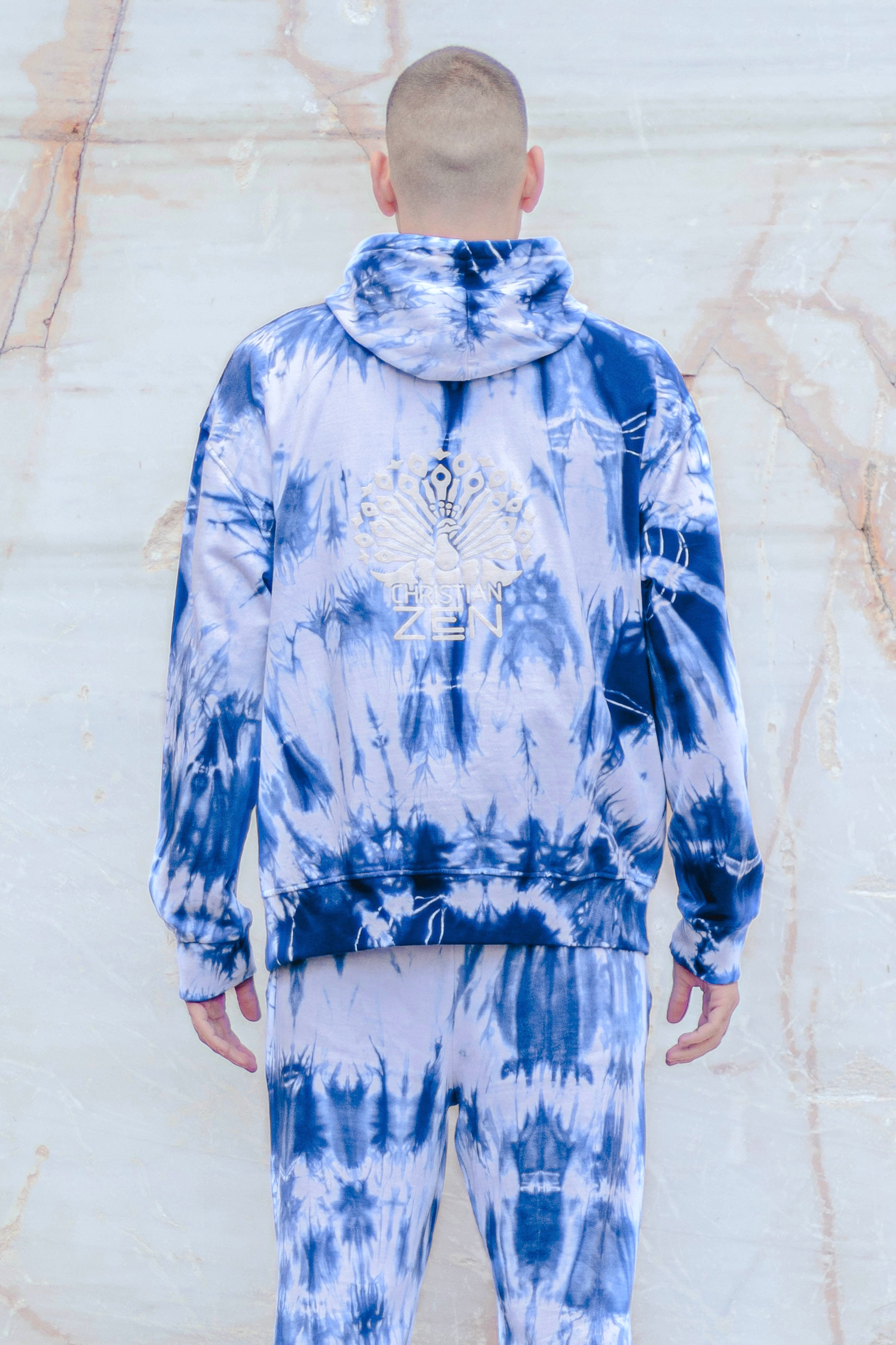 Tie-Dye Cotton Hoodie Indigo