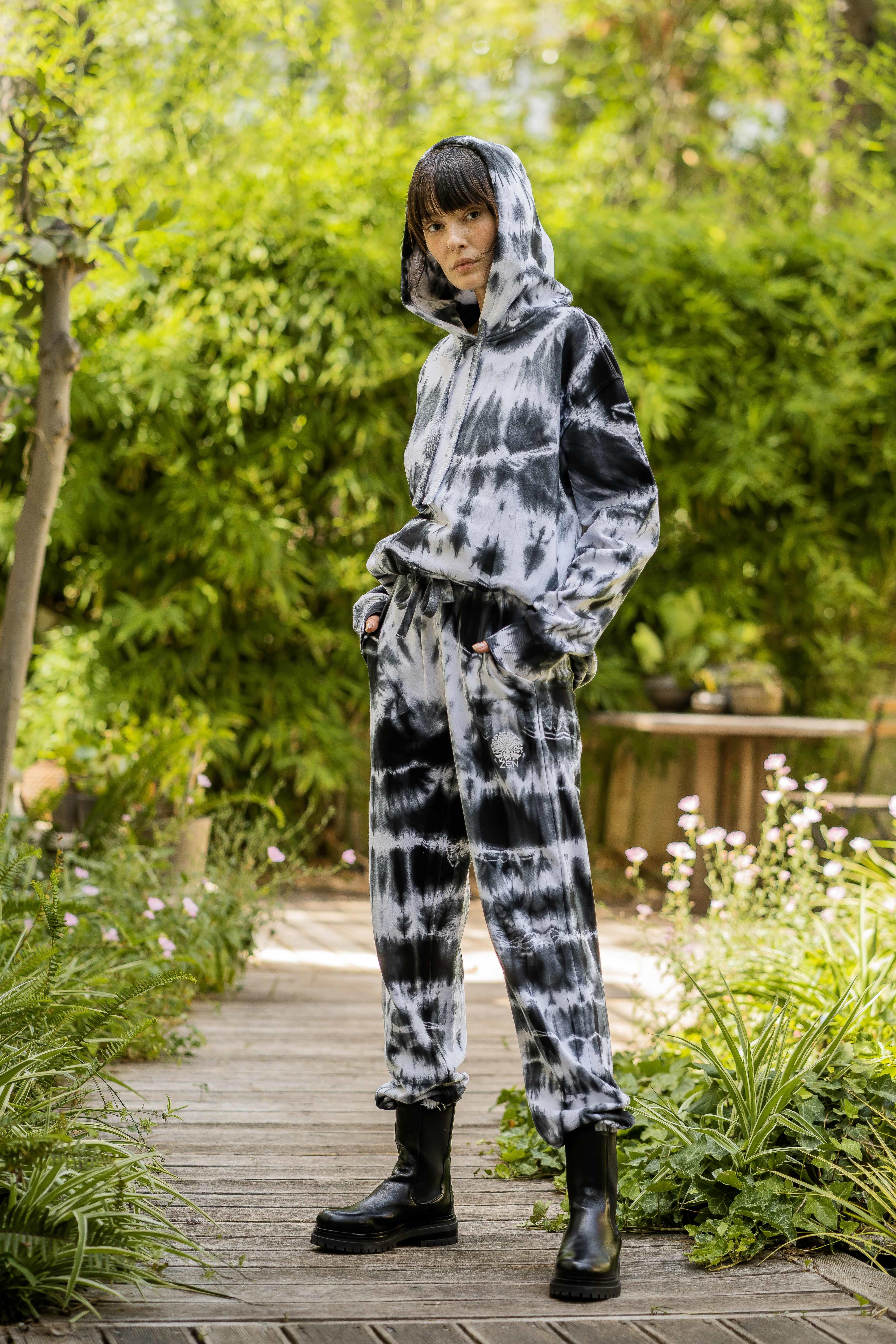 Tie-Dye Cotton Pants Black