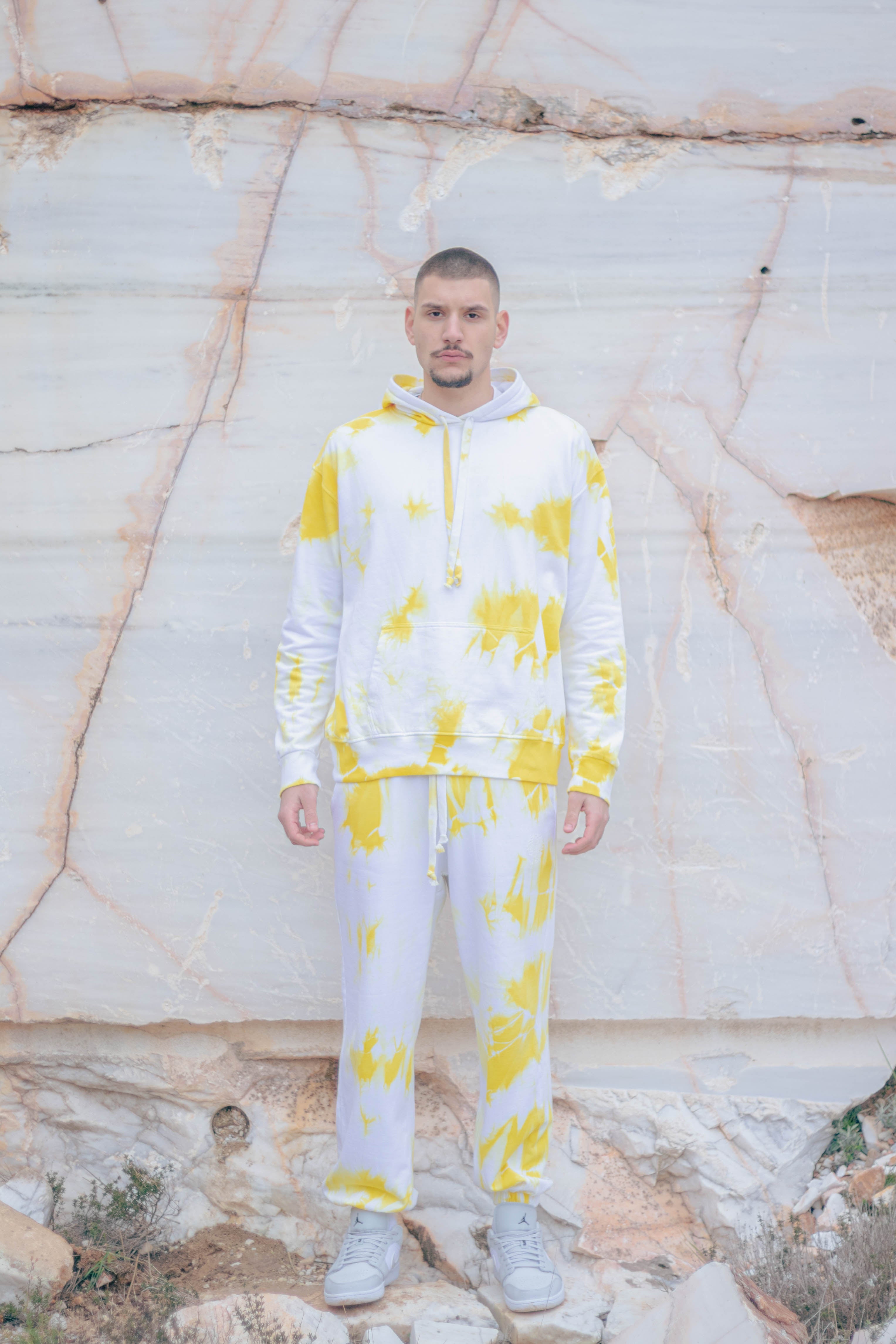 Tie-Dye Cotton Hoodie Yellow