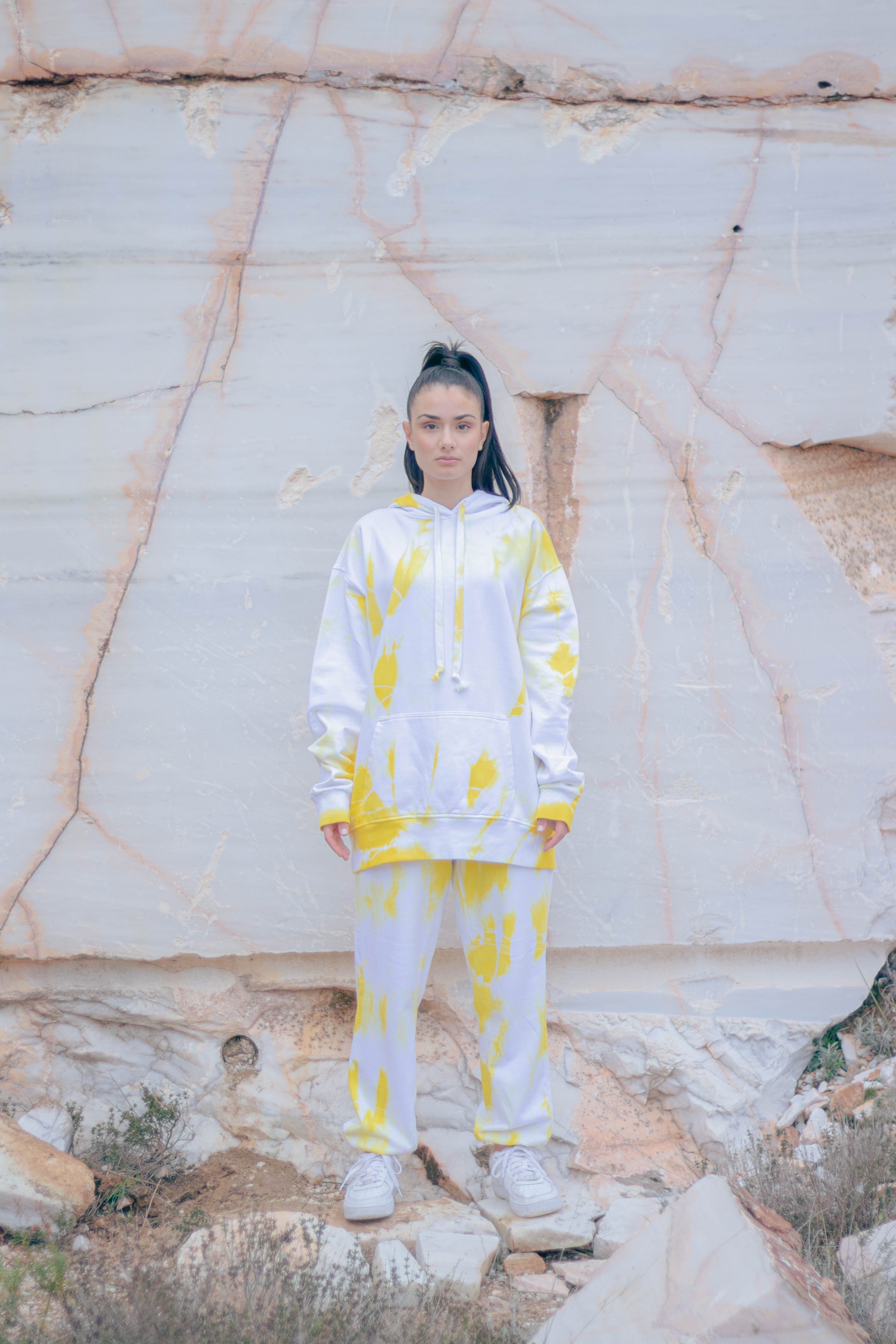 Tie-Dye Cotton Hoodie Yellow