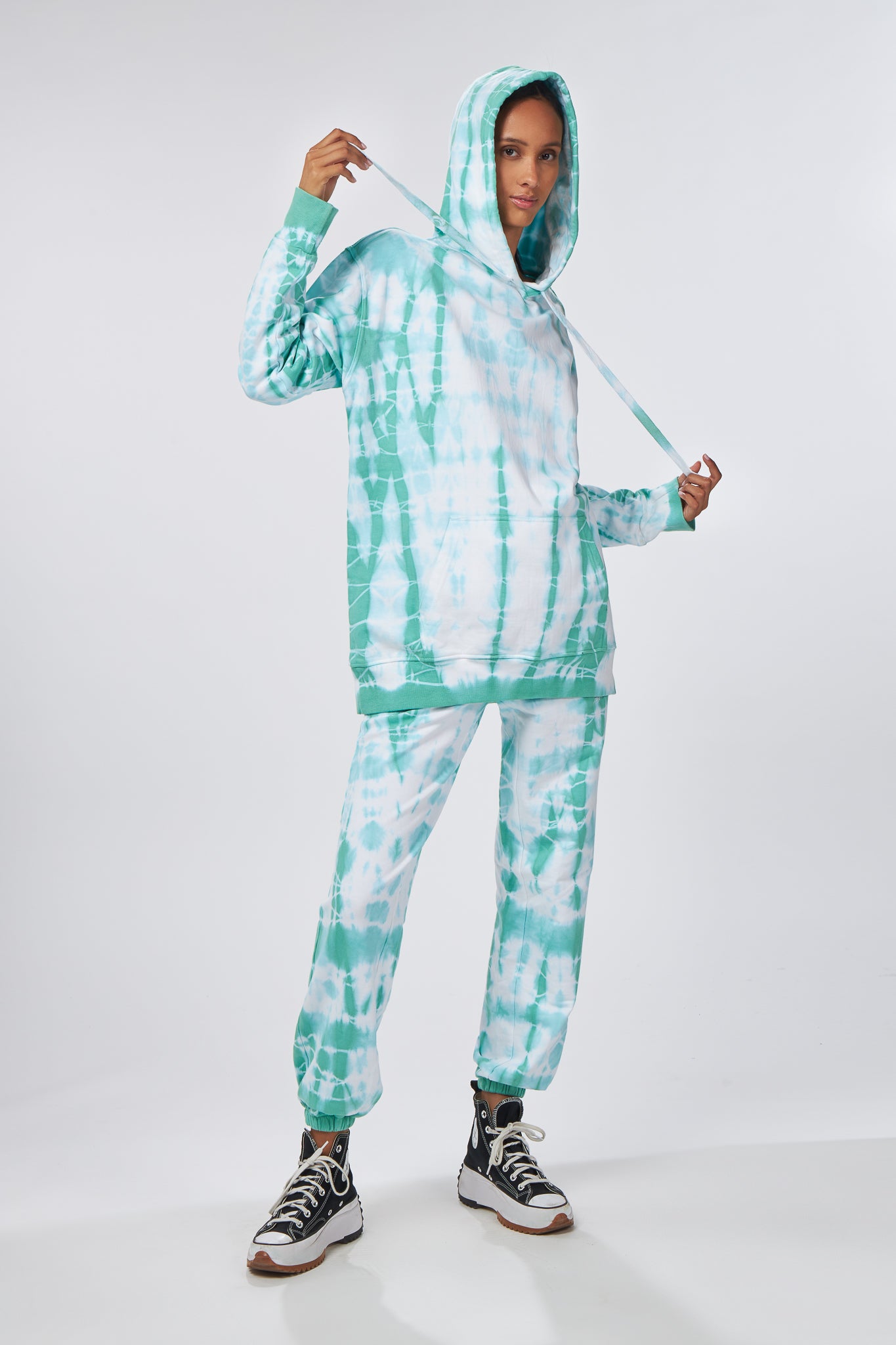 Women's Day Tie-Dye Cotton Hoodie Mint
