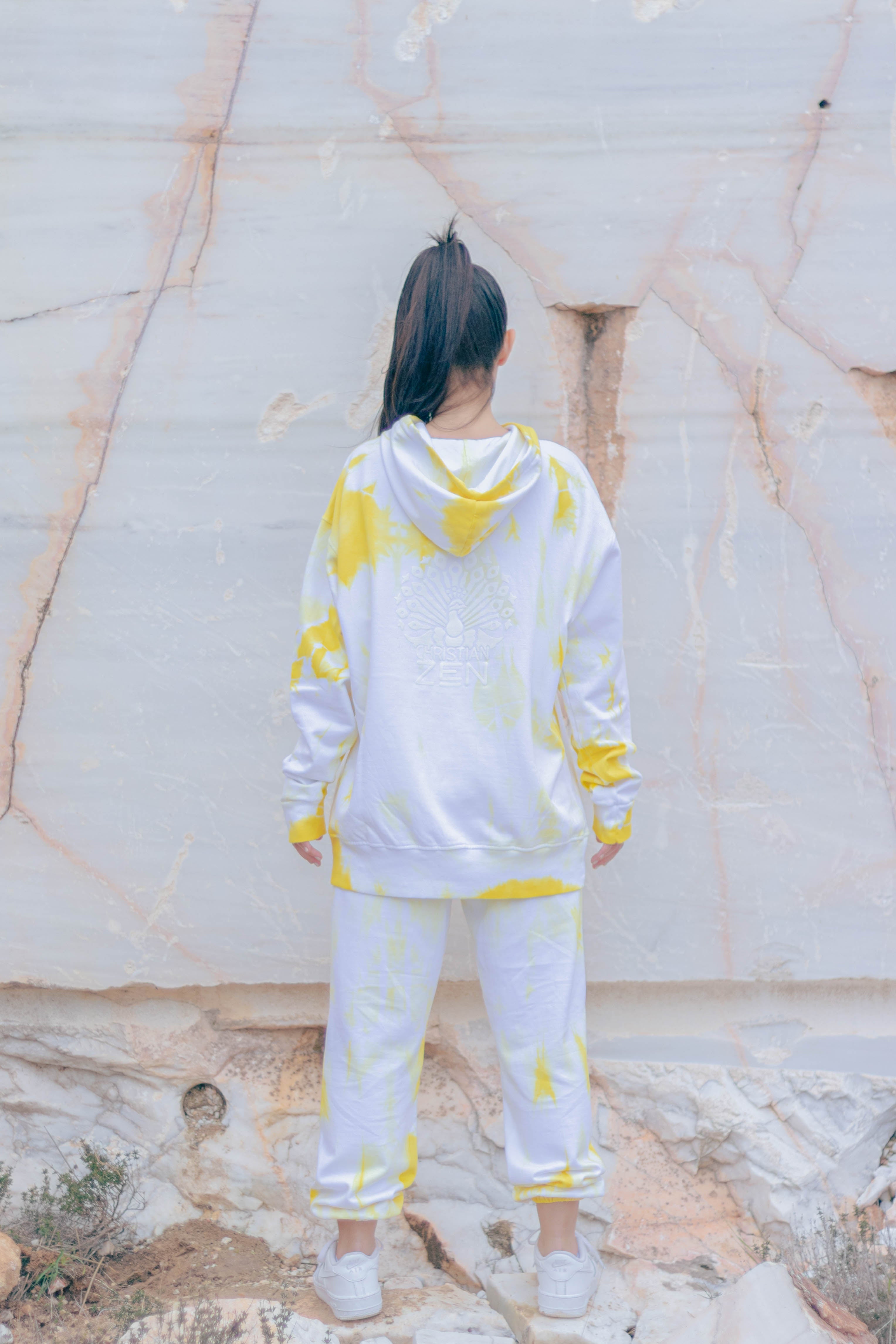 Tie-Dye Cotton Hoodie Yellow