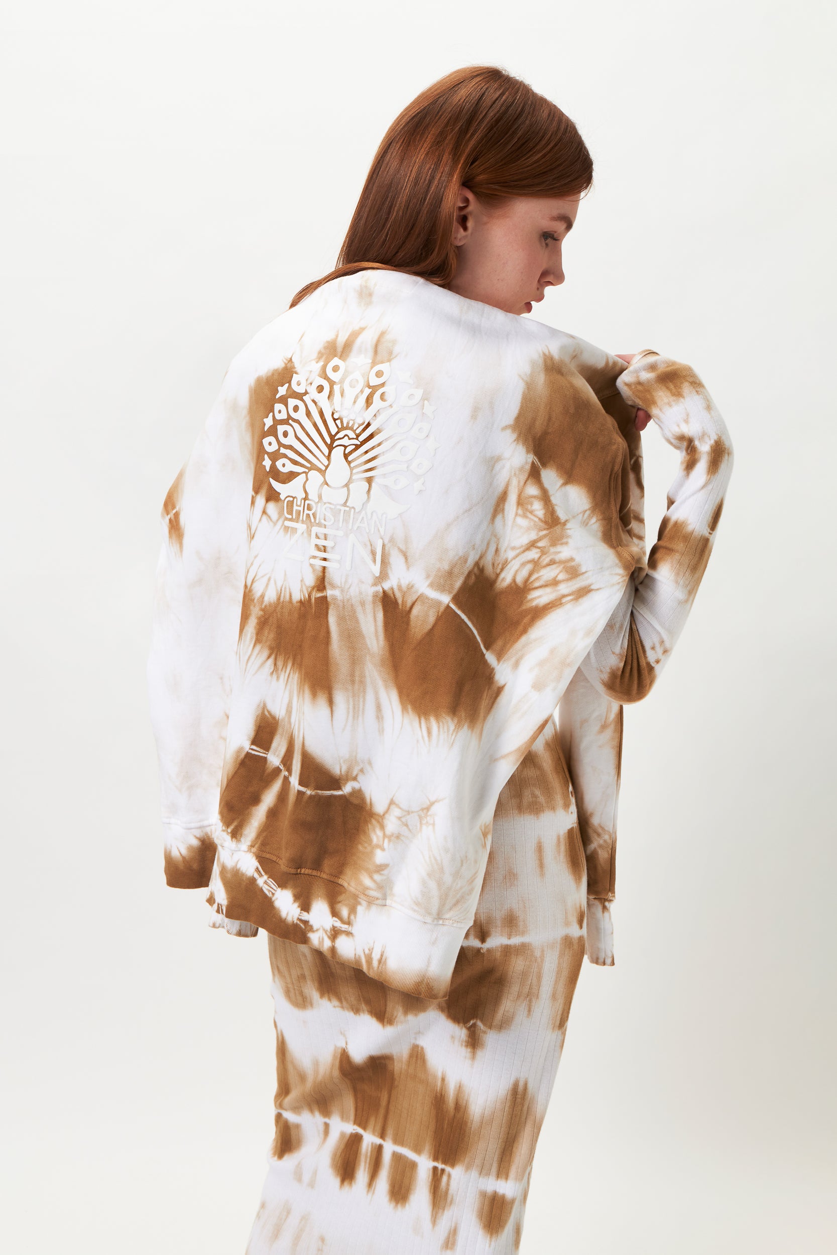 Tie-Dye Cotton Hoodie Sand