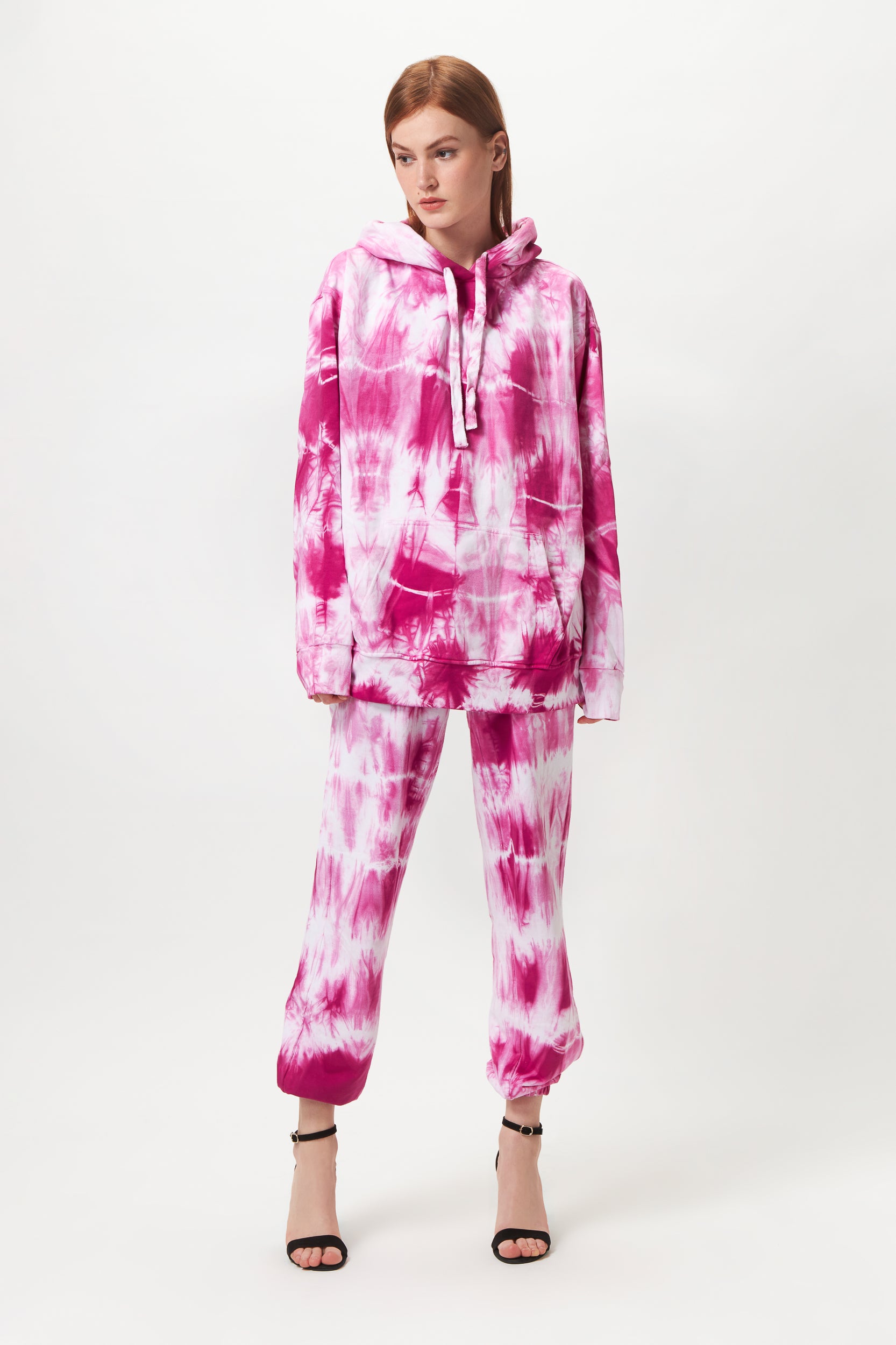 Tie-Dye Cotton Hoodie Pink