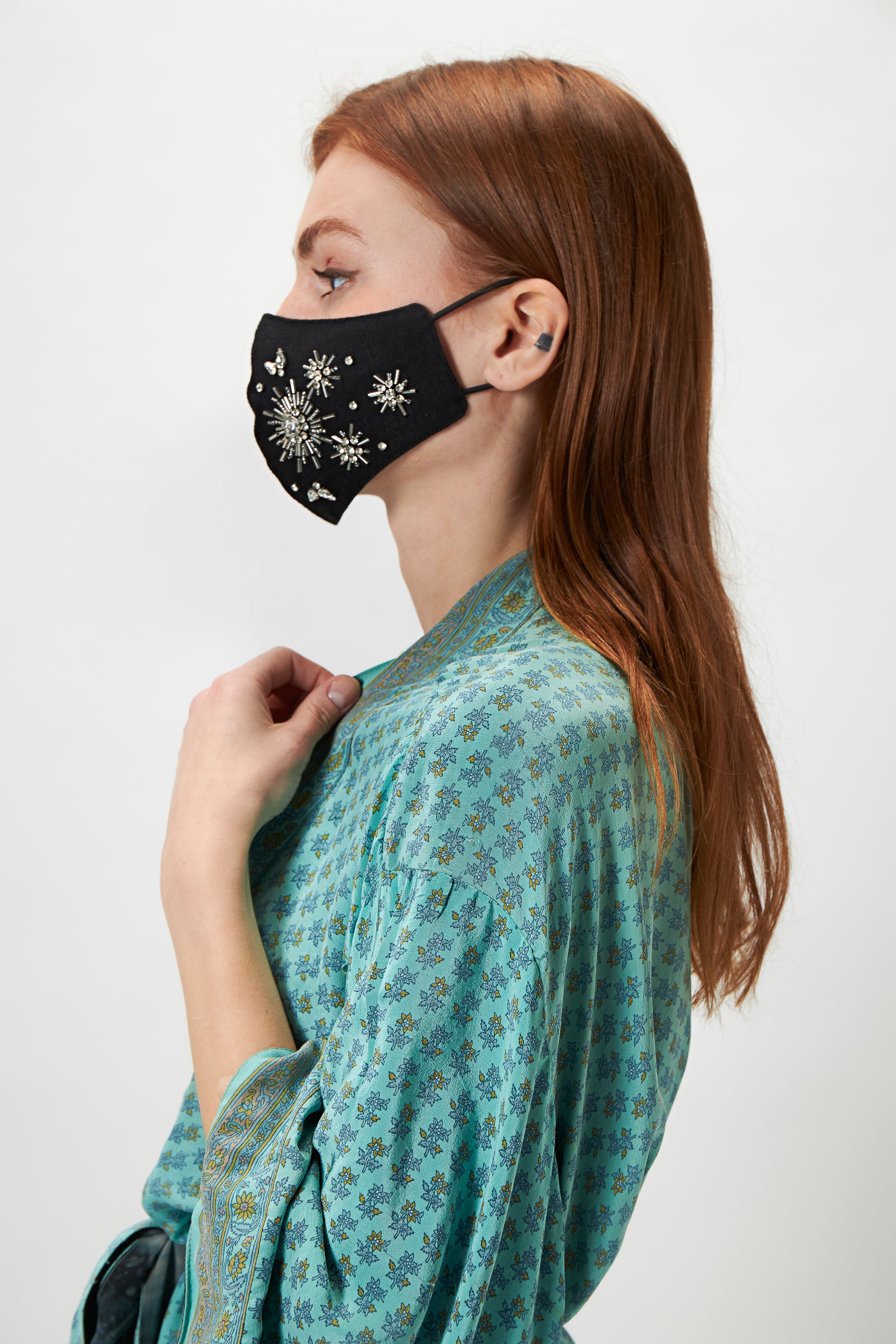 Black Beaded Face Mask