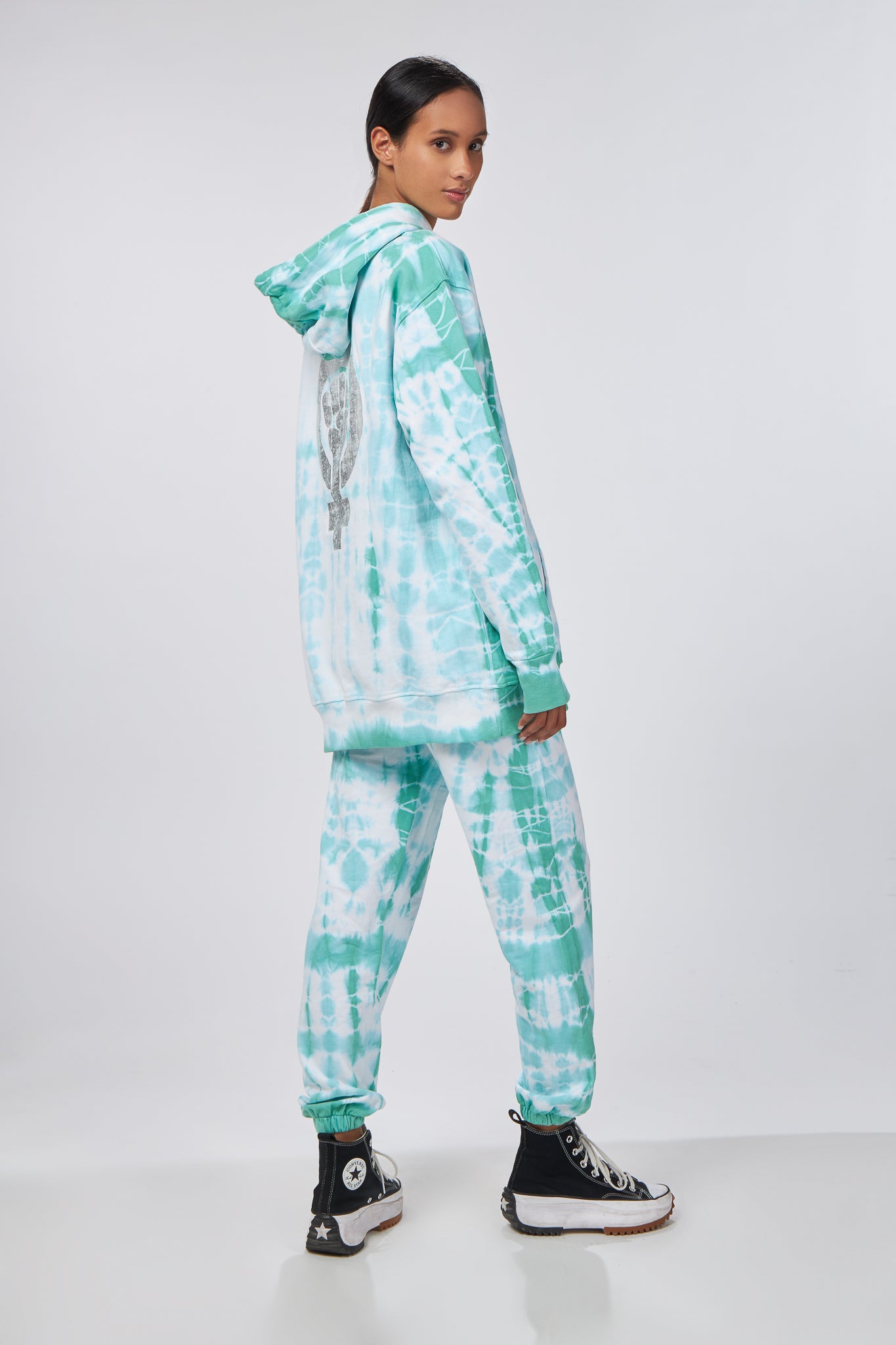 Women's Day Tie-Dye Cotton Hoodie Mint
