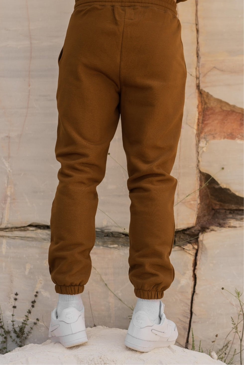 Organic Cotton Embroidered Logo Pants Cinnamon
