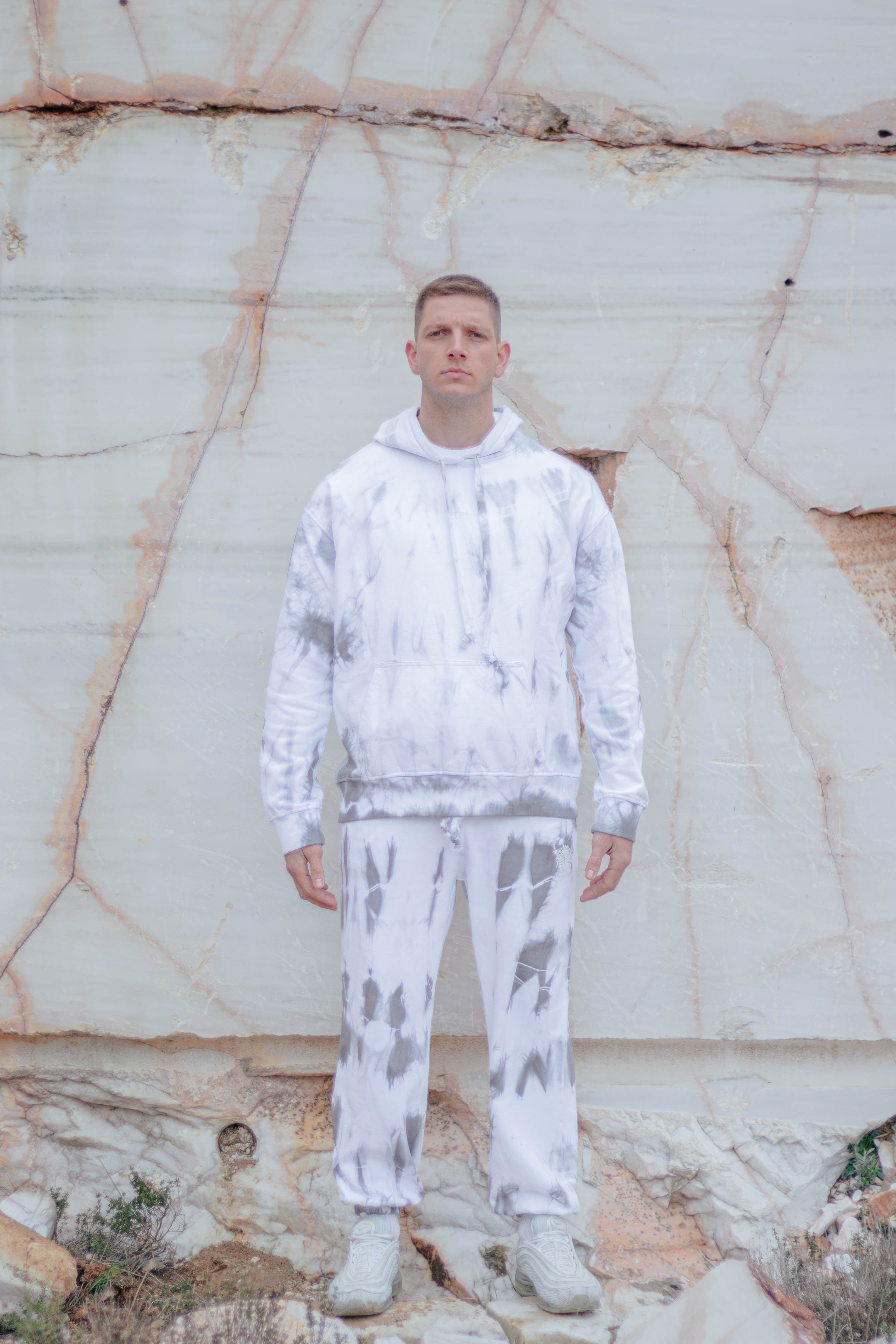 Tie-Dye Cotton Hoodie Grey
