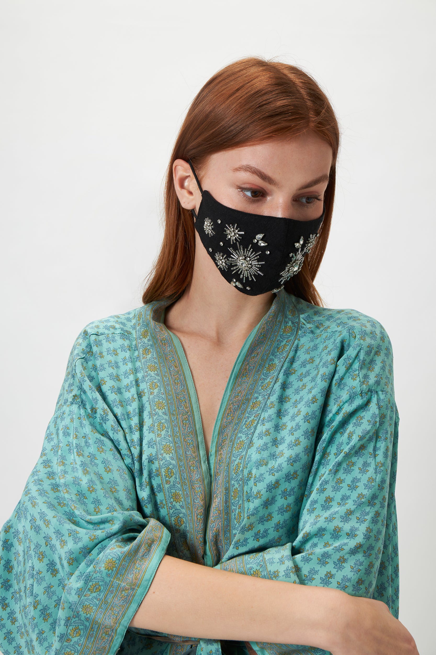 Black Beaded Face Mask