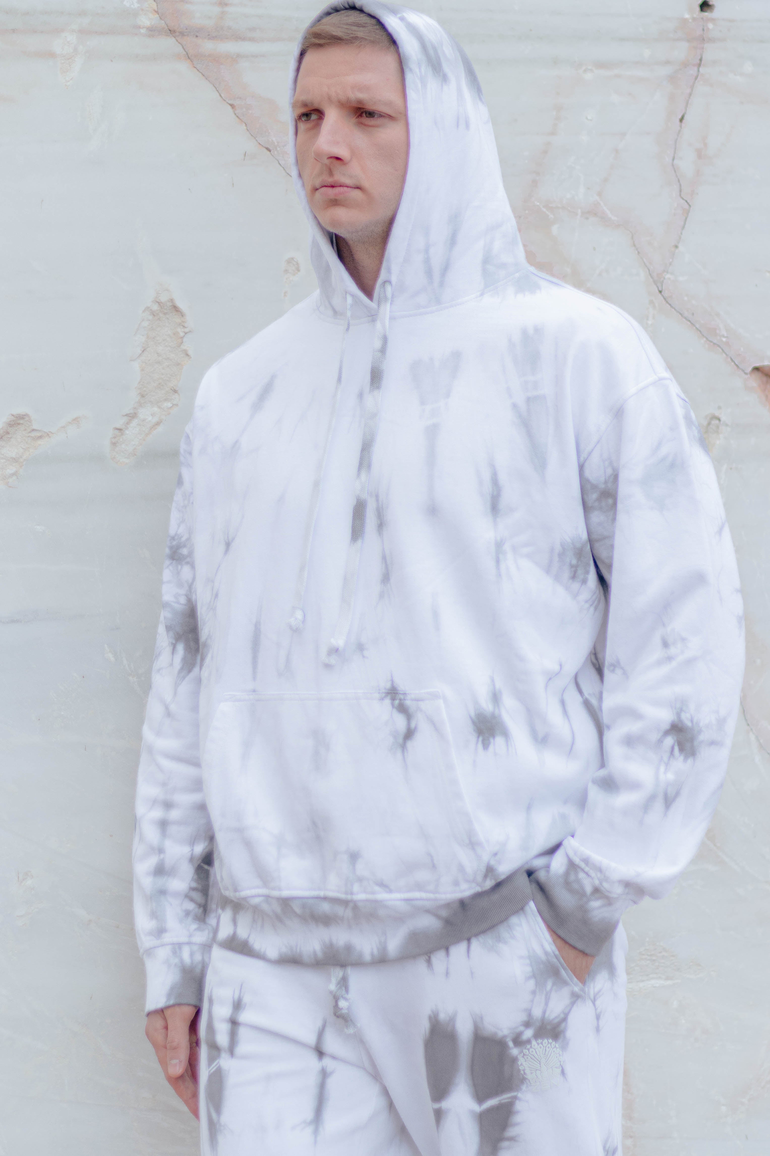 Tie-Dye Cotton Hoodie Grey