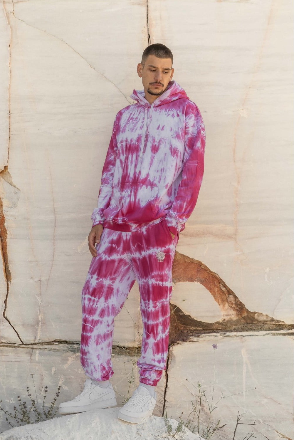 Tie-Dye Cotton Pants Pink