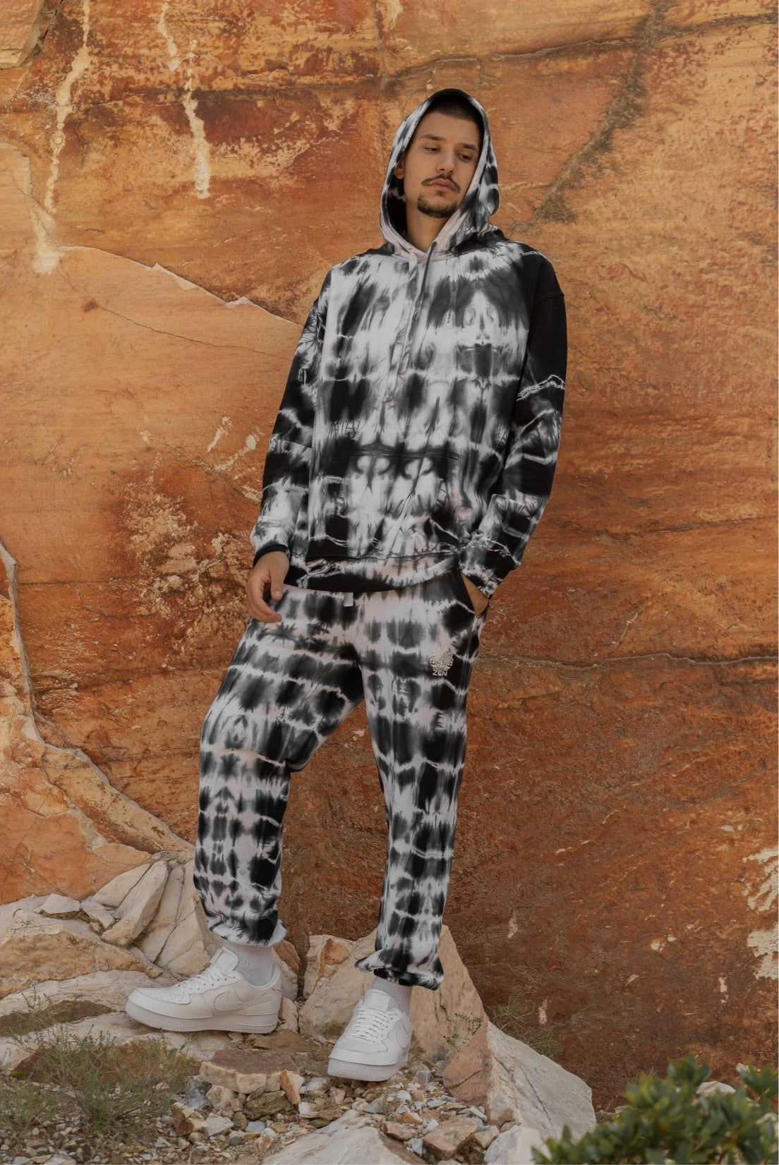 Tie-Dye Cotton Pants Black