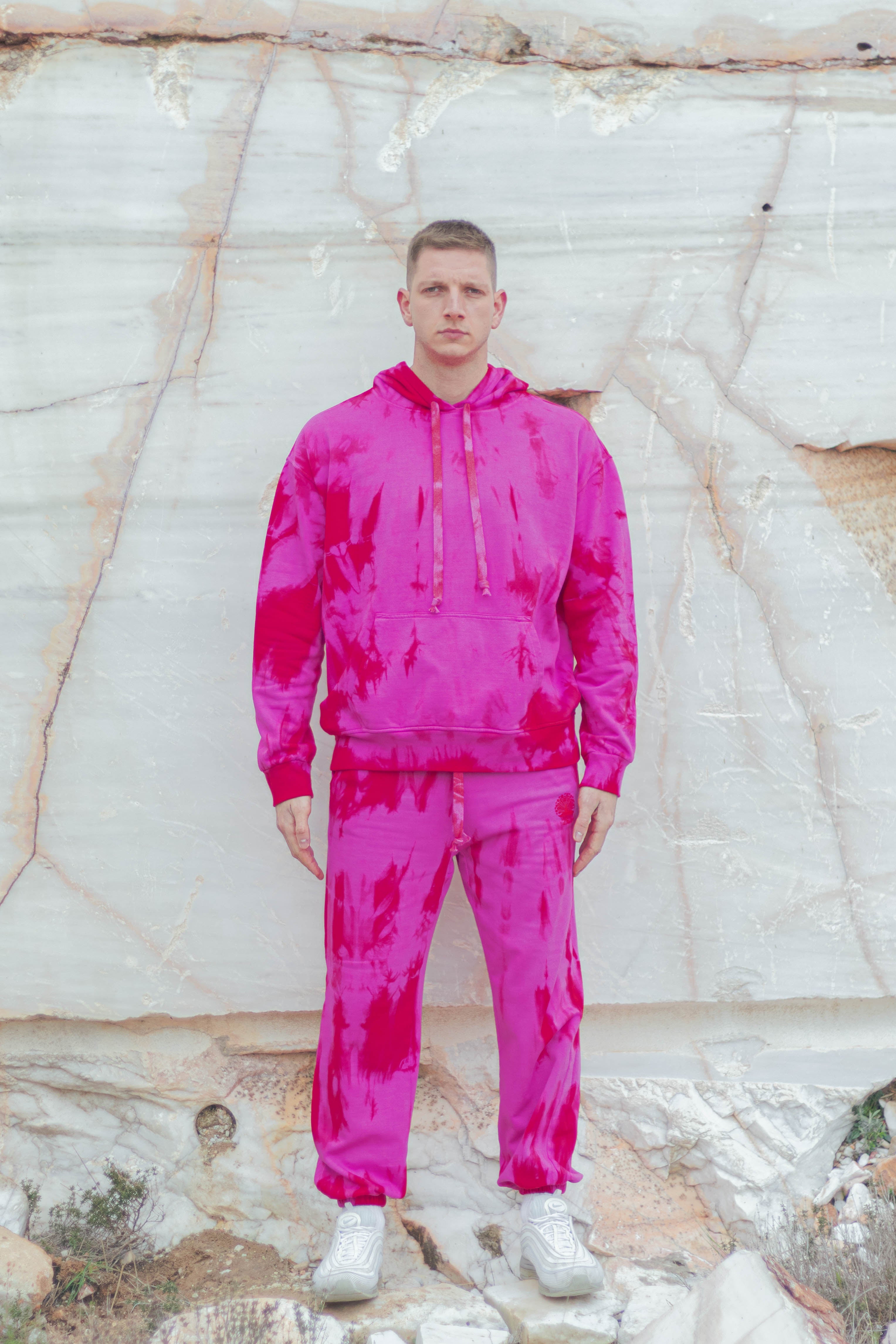 Tie-Dye Cotton Pants Pink/Red