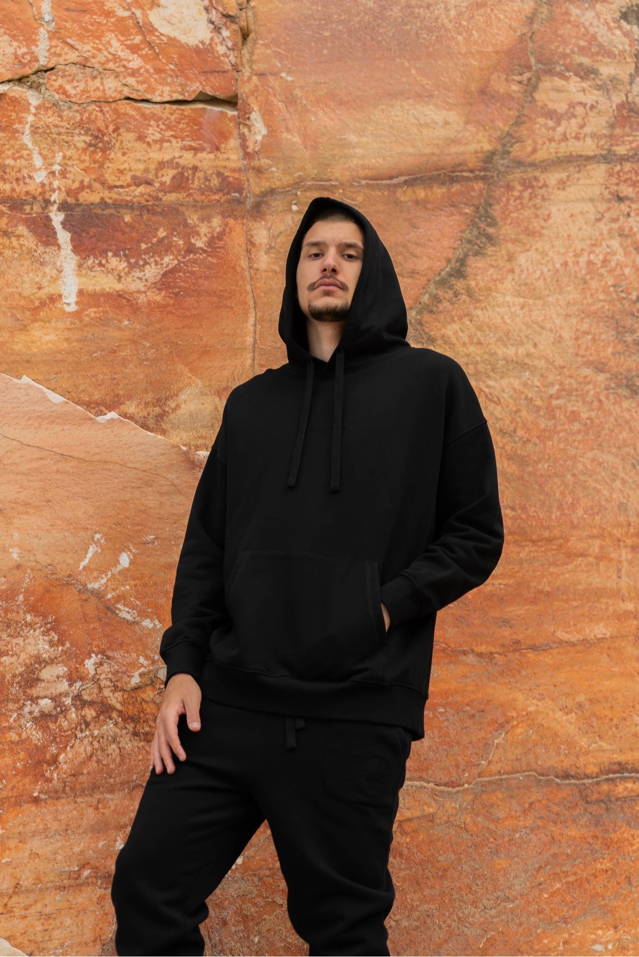 Organic Cotton Embroidered Hoodie Black