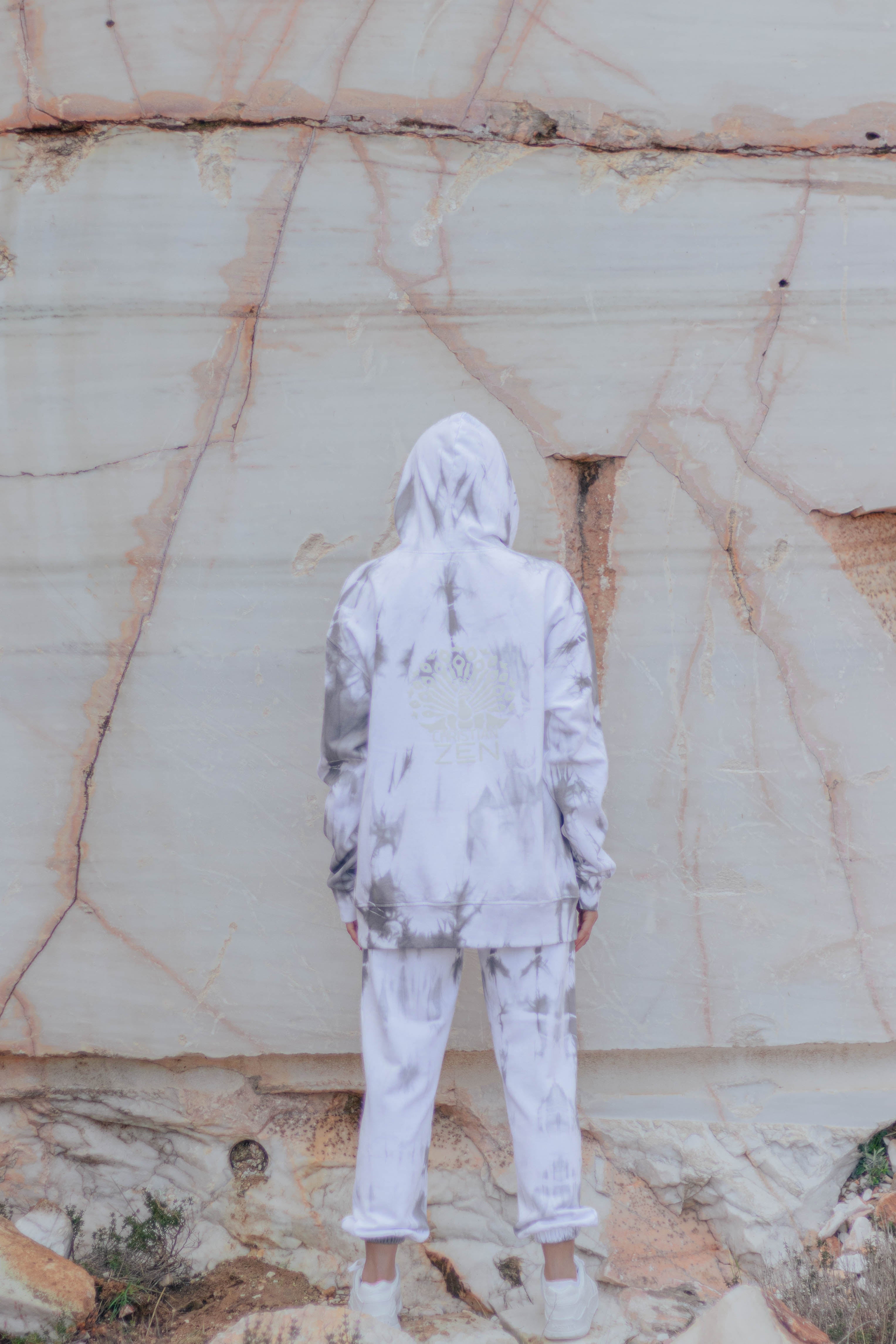 Tie-Dye Cotton Hoodie Grey